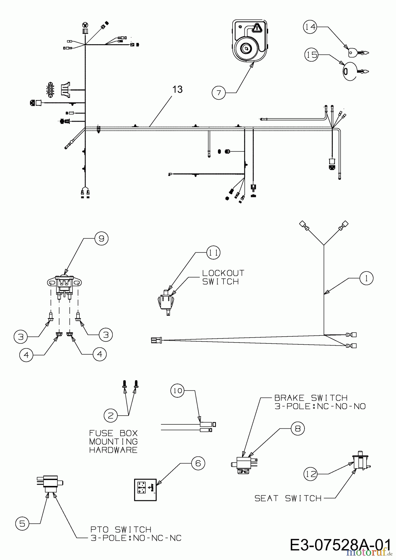  Rasor Tracteurs de pelouse 16/92 H 13AT995E618  (2013) Assortiment électrique