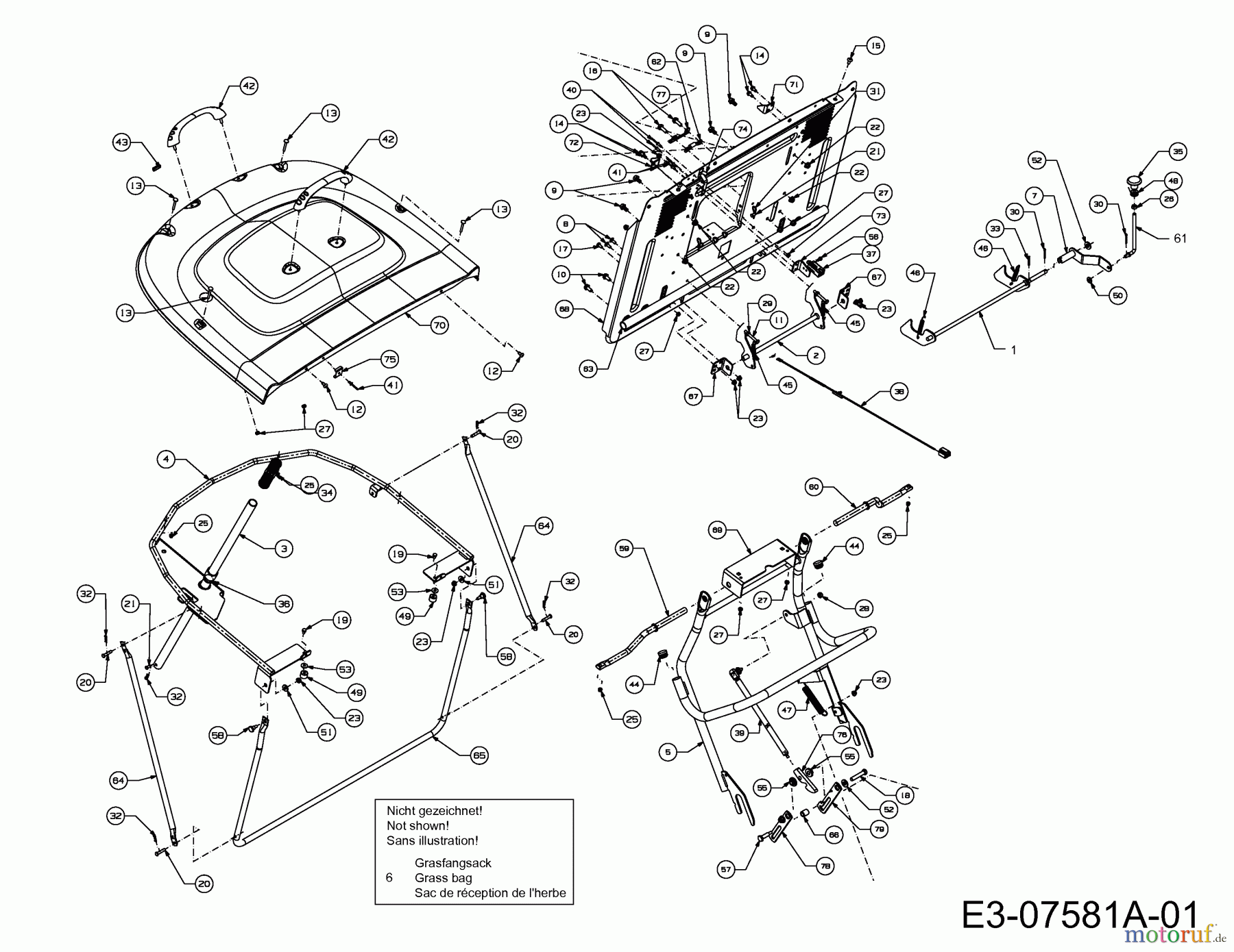  Cub Cadet Tracteurs de pelouse CC 1018 KHN 13AG91AN603  (2012) Bac recuperateur