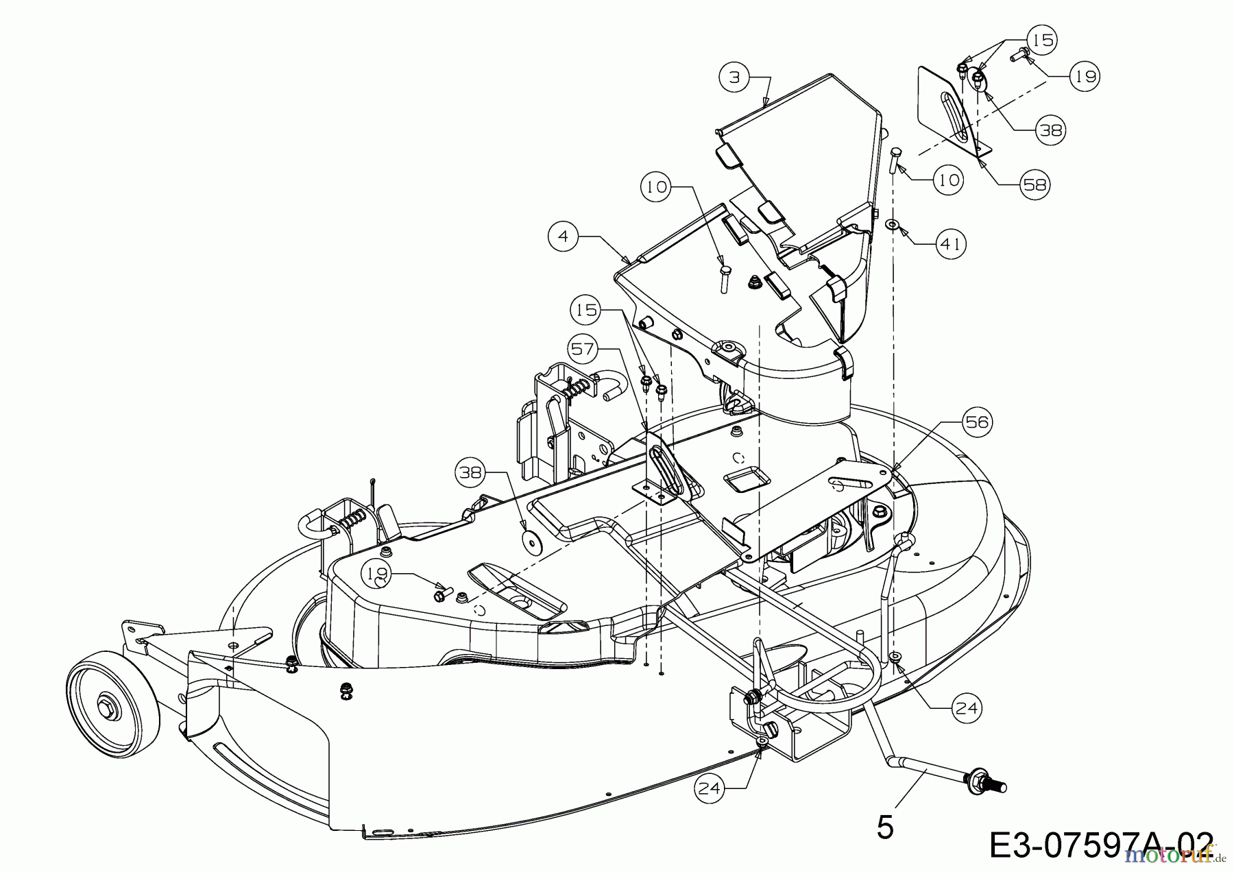  Cub Cadet Tracteurs de pelouse CC 1016 HF 13AD91AF603  (2012) Couvercles gauche et droit plateau de coupe F (38