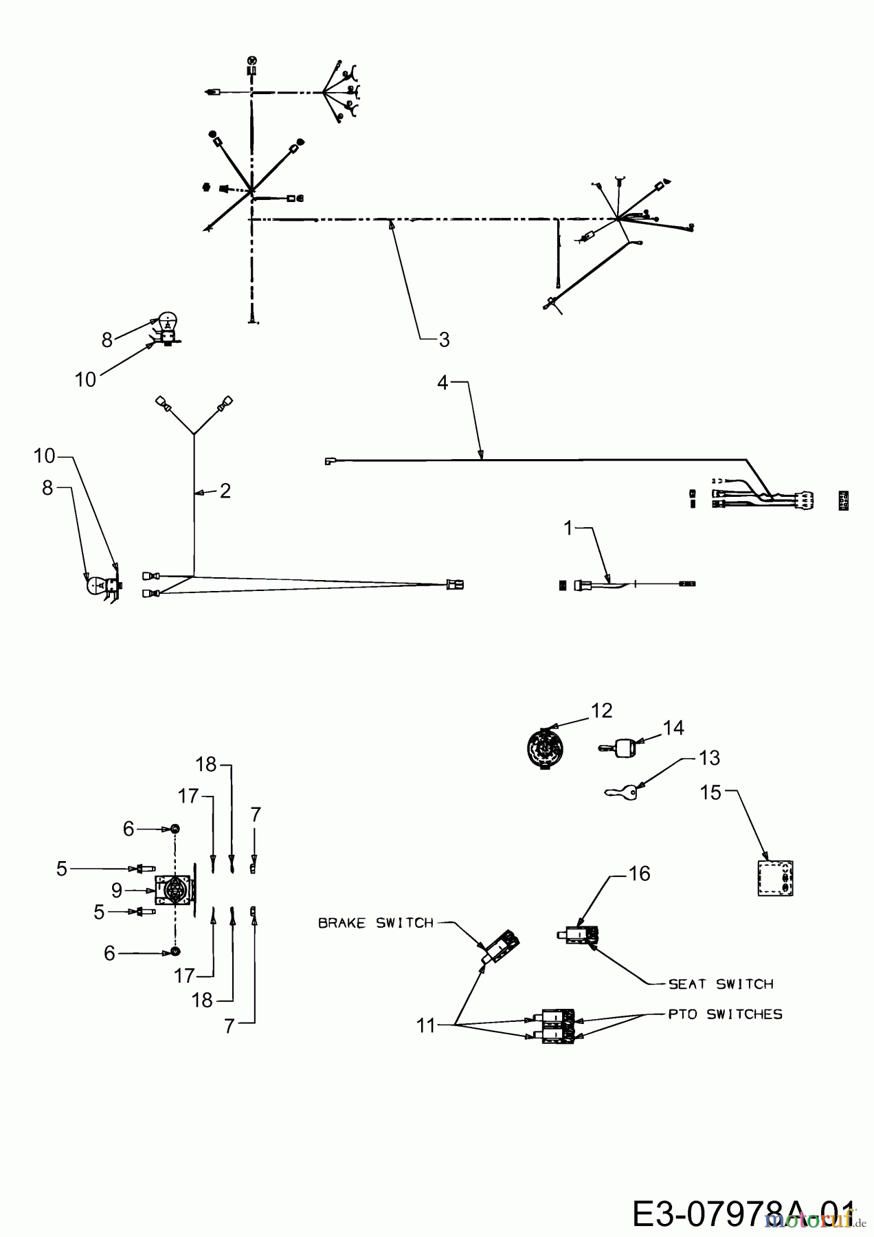  MTD Tracteurs de pelouse SN 210 A 13BO508N678  (2003) Assortiment électrique