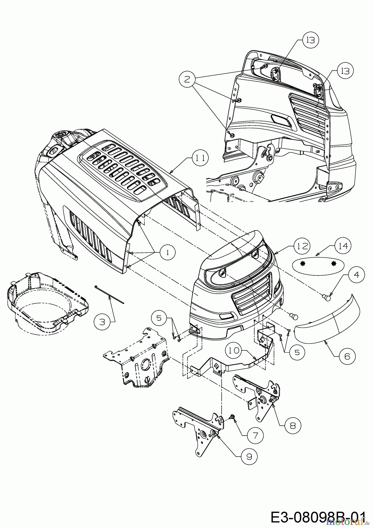  MTD Tracteurs de pelouse Power 1750 13HN715N683  (2017) Capot de moteur 5-Style