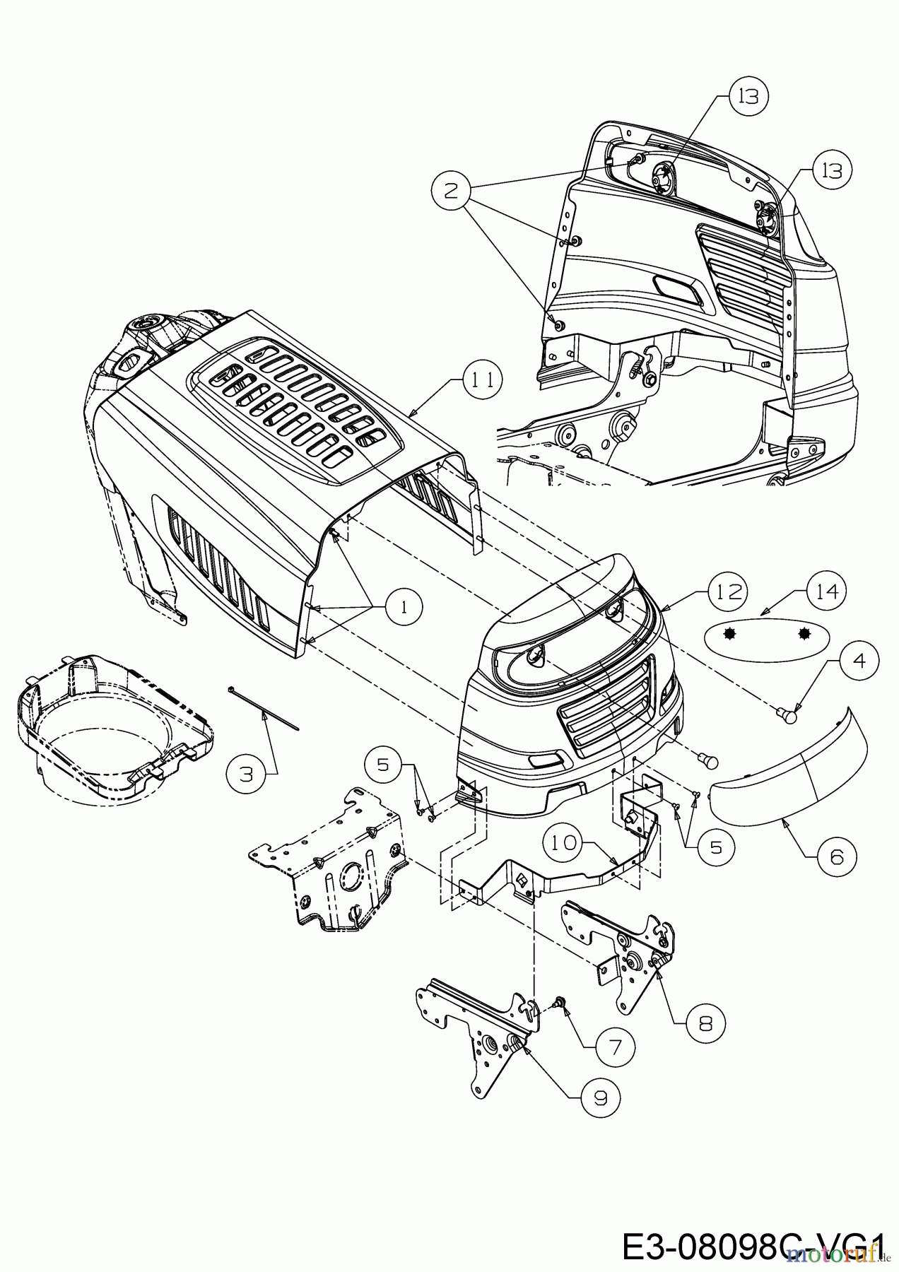  Cmi Tracteurs de pelouse 96-125 13HH765F620  (2018) Capot de moteur 5-Style