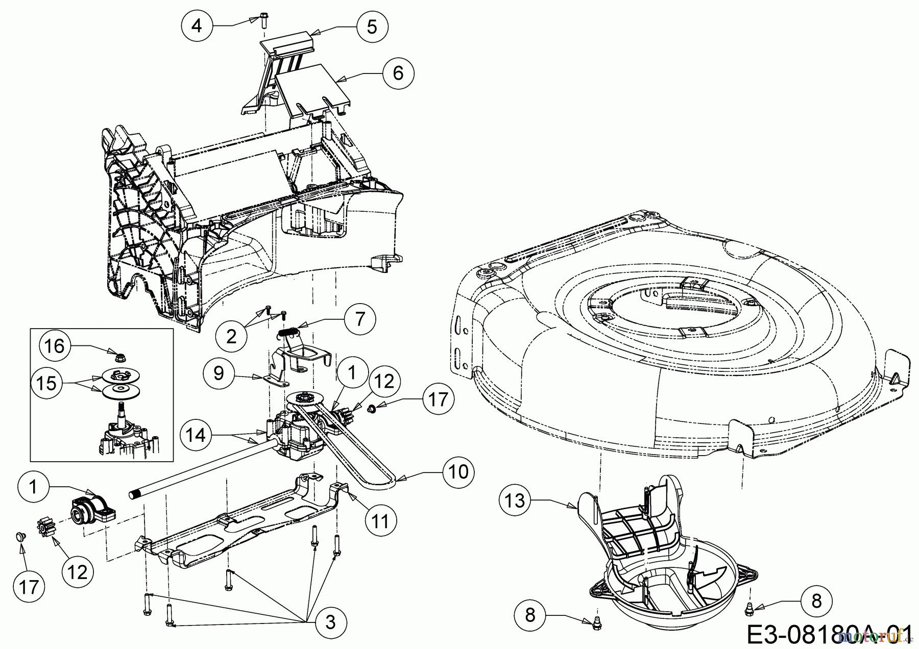  MTD Tondeuse thermique tractée Smart 46 SPO 12A-TCJD600  (2015) Boîte de vitesse