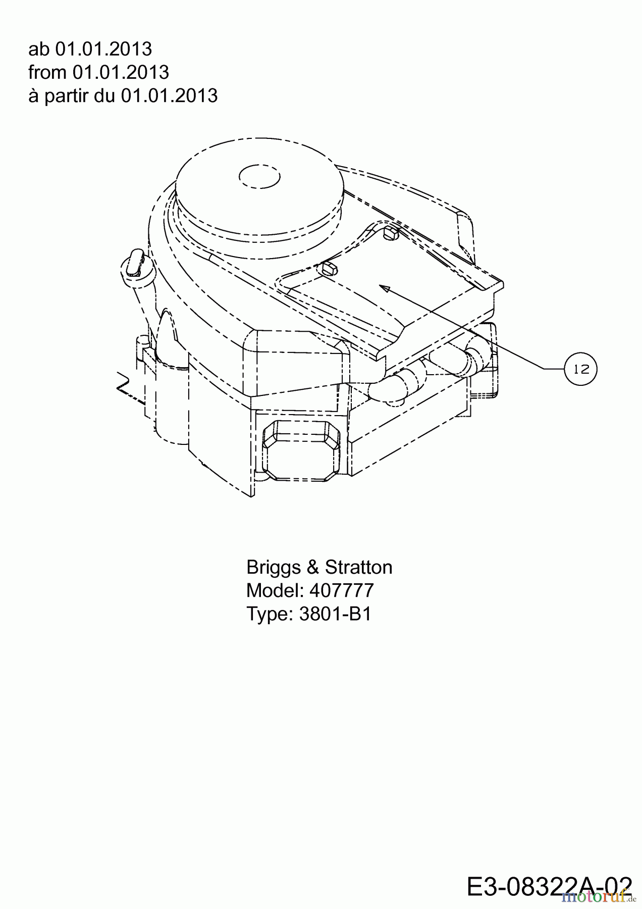  MTD Tracteurs de pelouse 220/105 H 13AU99KN676  (2014) Moteur Briggs & Stratton à partir du 01.01.2013