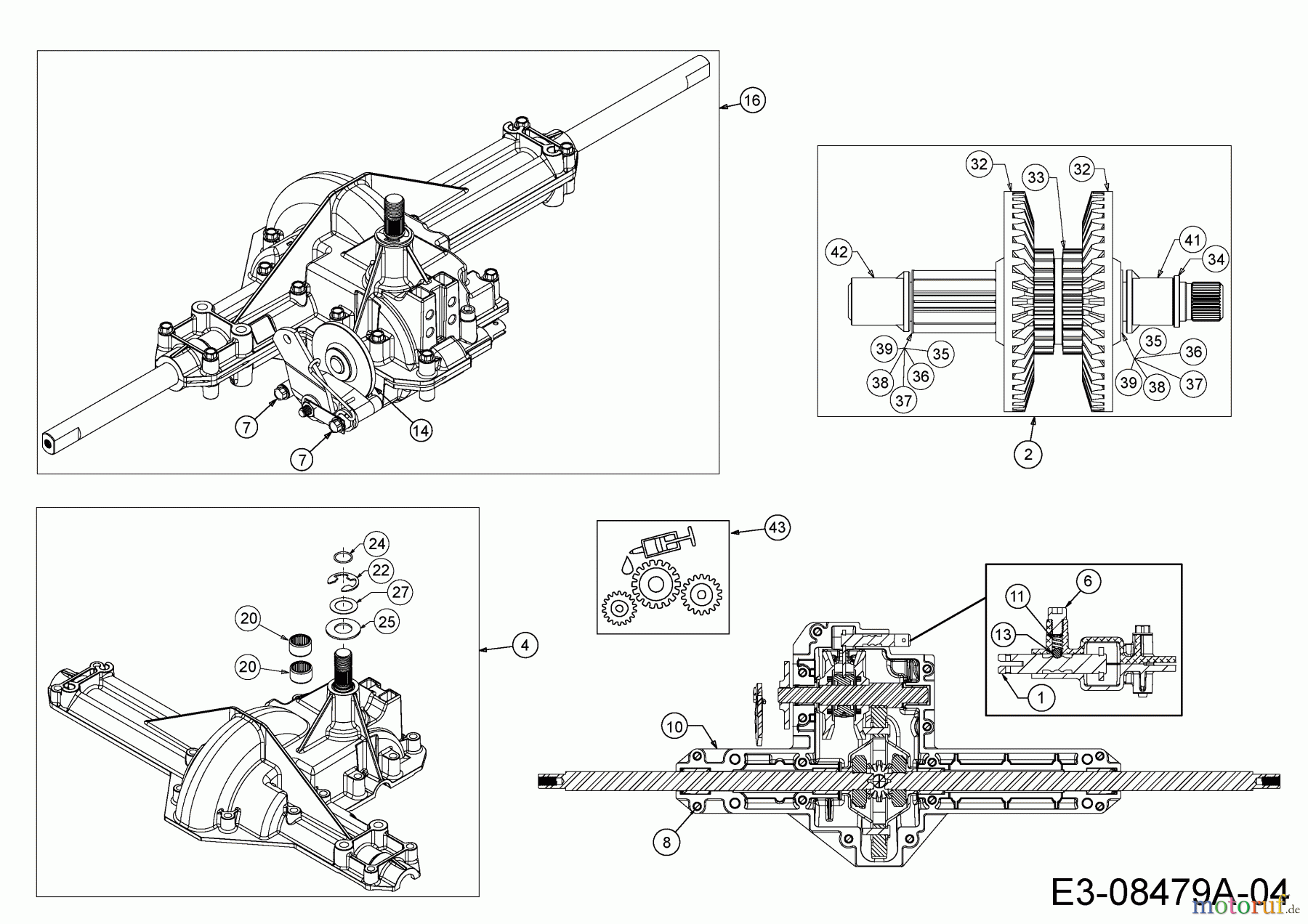  MTD Tracteurs de pelouse 17/42 13AV765S306  (2015) Boîte de vitesse 618-04566A