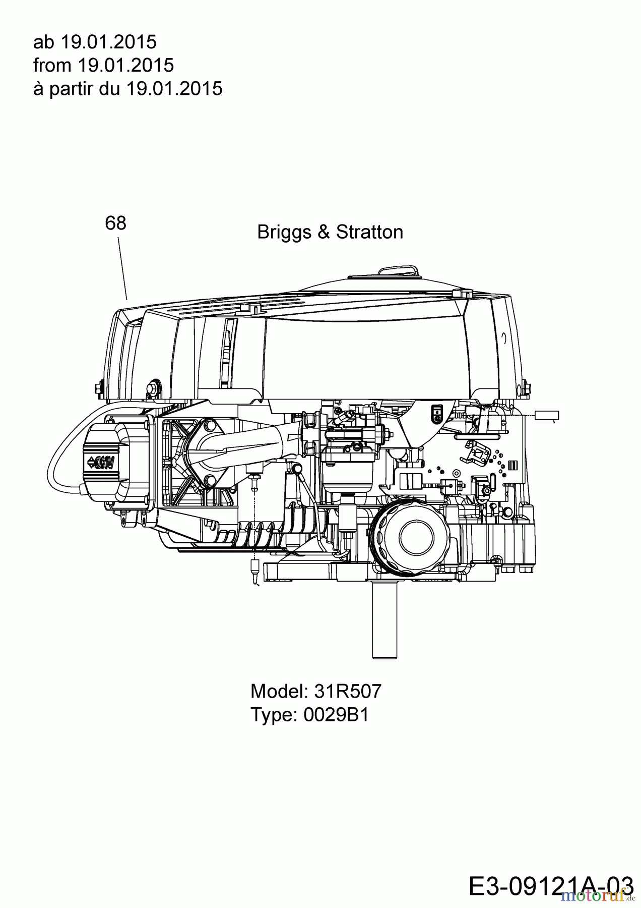  Lux Tools Tracteurs de pelouse RT 155-92 H 13WM77TE694  (2015) Moteur Briggs & Stratton ab 19.01.2015