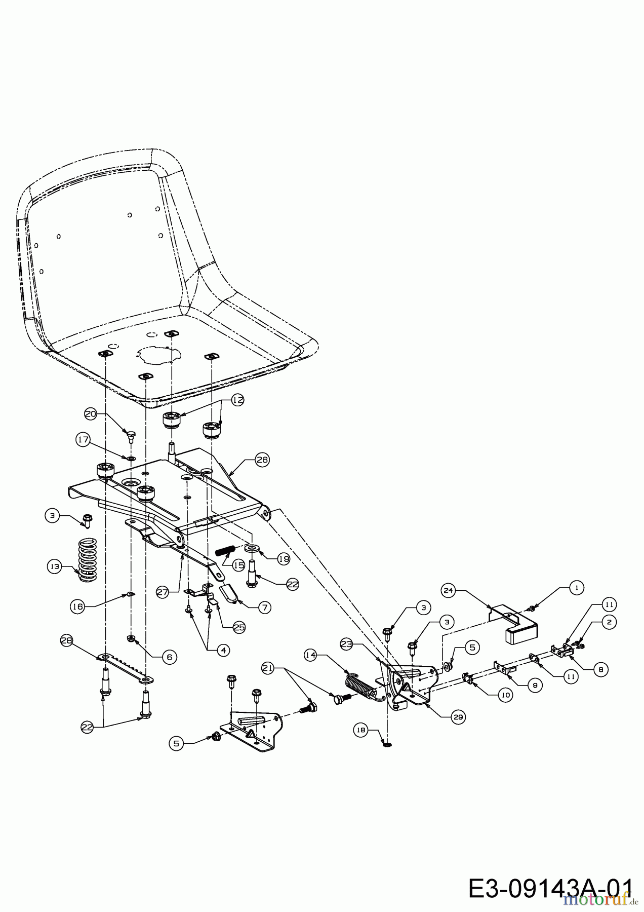  MTD Tracteurs de pelouse 180/92 T 13IT76KE615  (2017) Support de siège