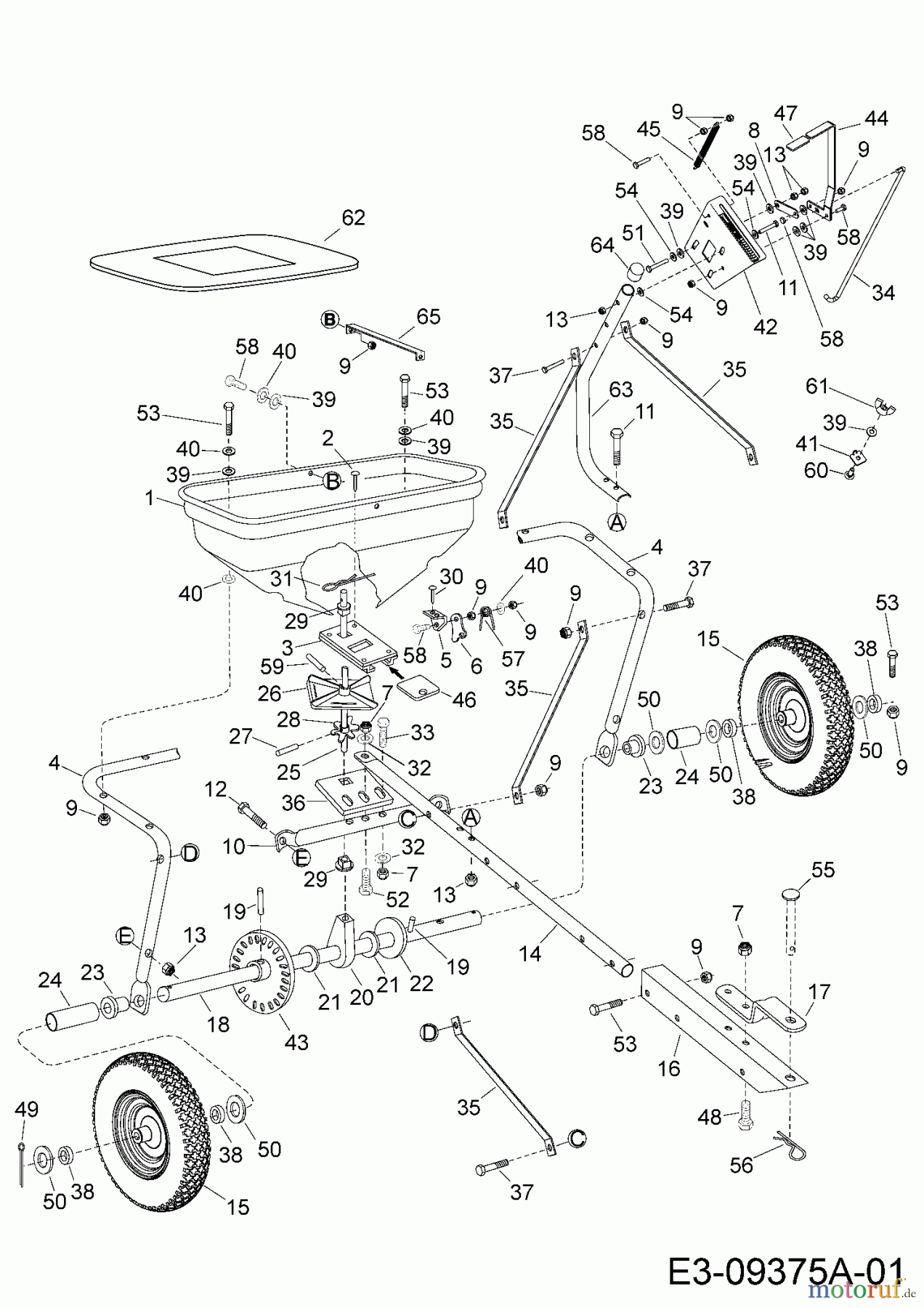  MTD Accèssoires Accèssoires tracteur de jardin et de pelouse Epandeur 45-0512-100  (196-542A-000) 196-542A000  (2015) Machine de base