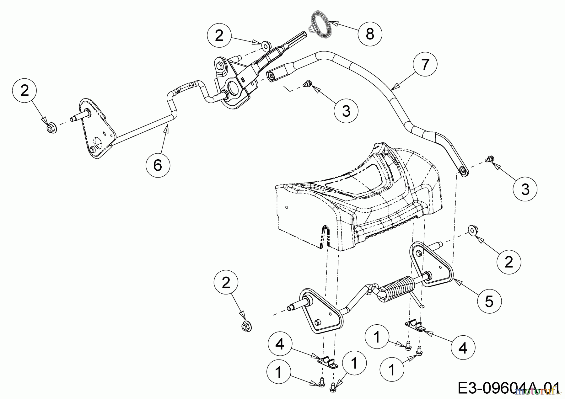  Wolf-Garten Tondeuse thermique tractée AT 420 AHHW 12B-LVCQ650  (2017) Axes, Réglage hauteur