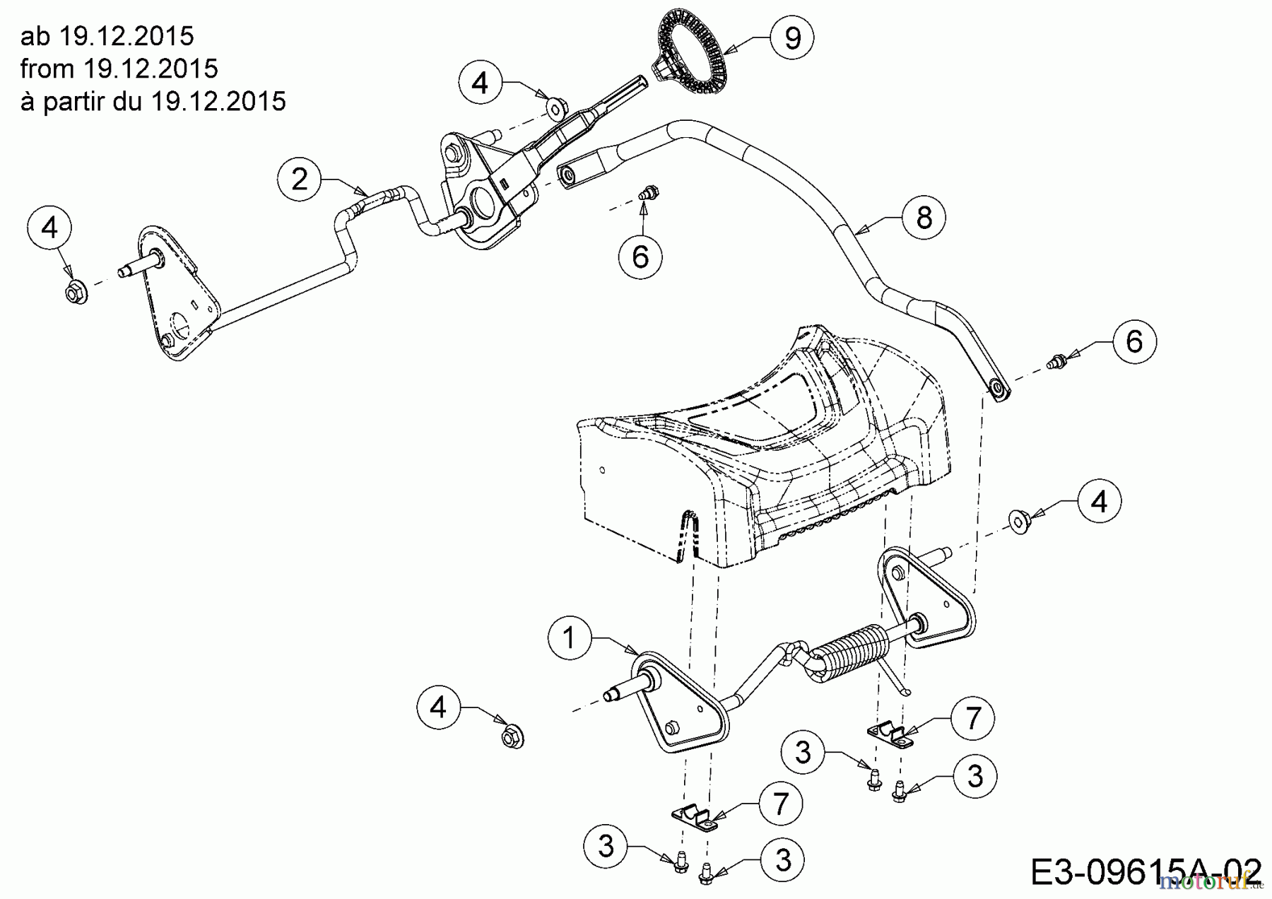  Wolf-Garten Tondeuse thermique tractée ST 4600 AHWES 12BETRS7650  (2016) Axes, Réglage hauteur à partir du 19.12.2015