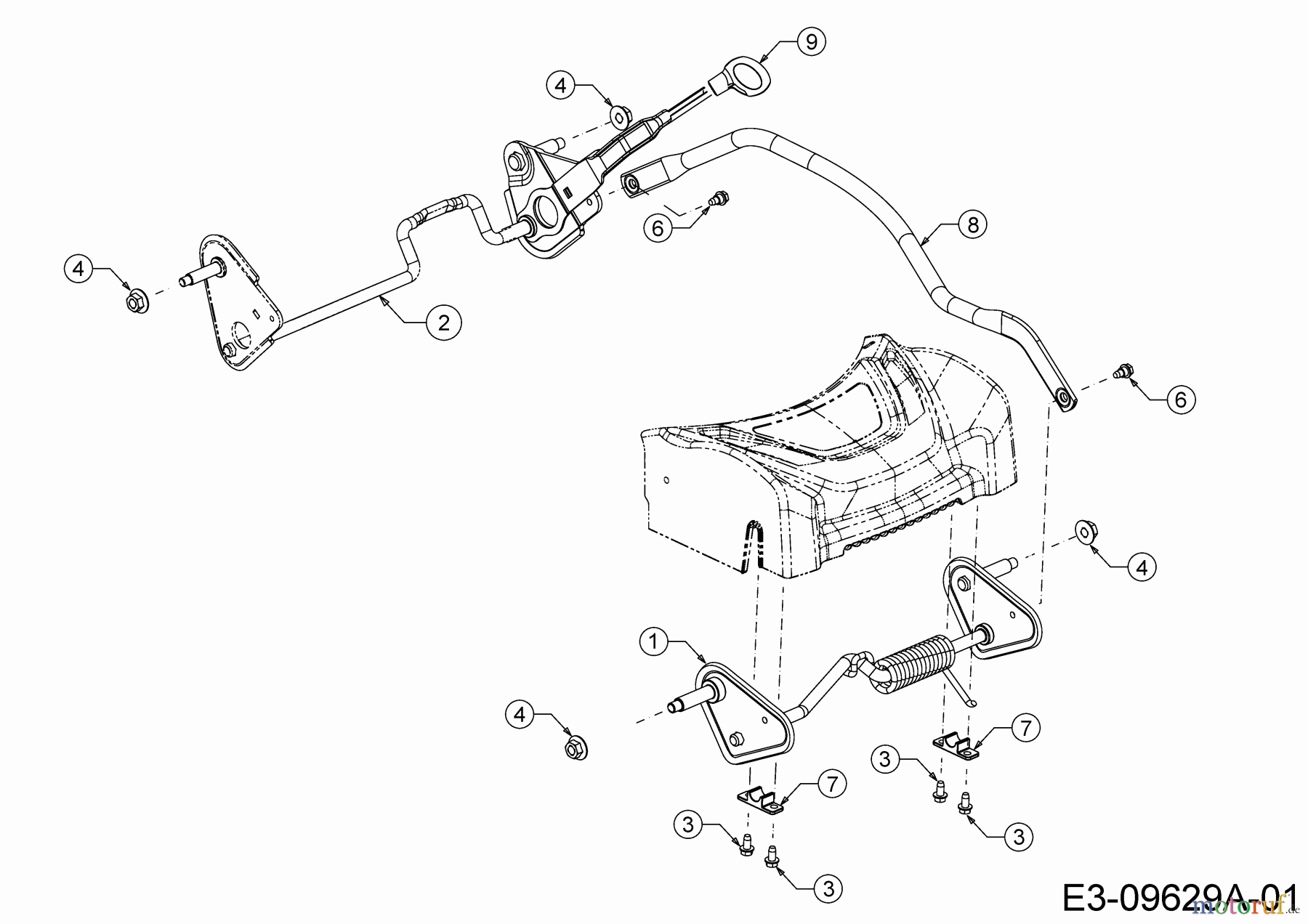  MTD Tondeuse thermique tractée LMEX 53 K 12A-PH7D682  (2016) Axes, Réglage hauteur