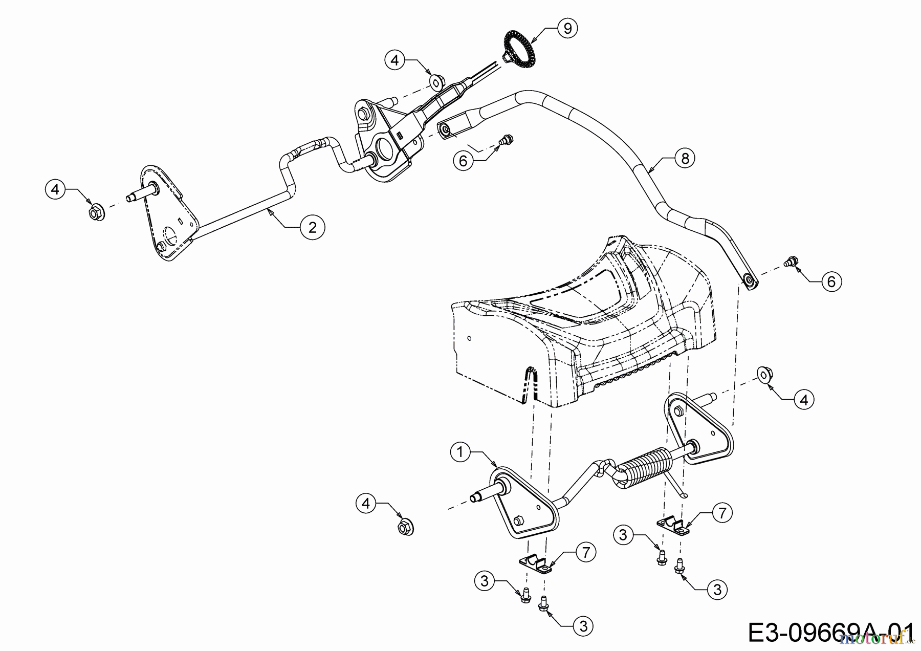  Wolf-Garten Tondeuse thermique tractée S 5300 B 12A-PR5L650  (2017) Axes, Réglage hauteur