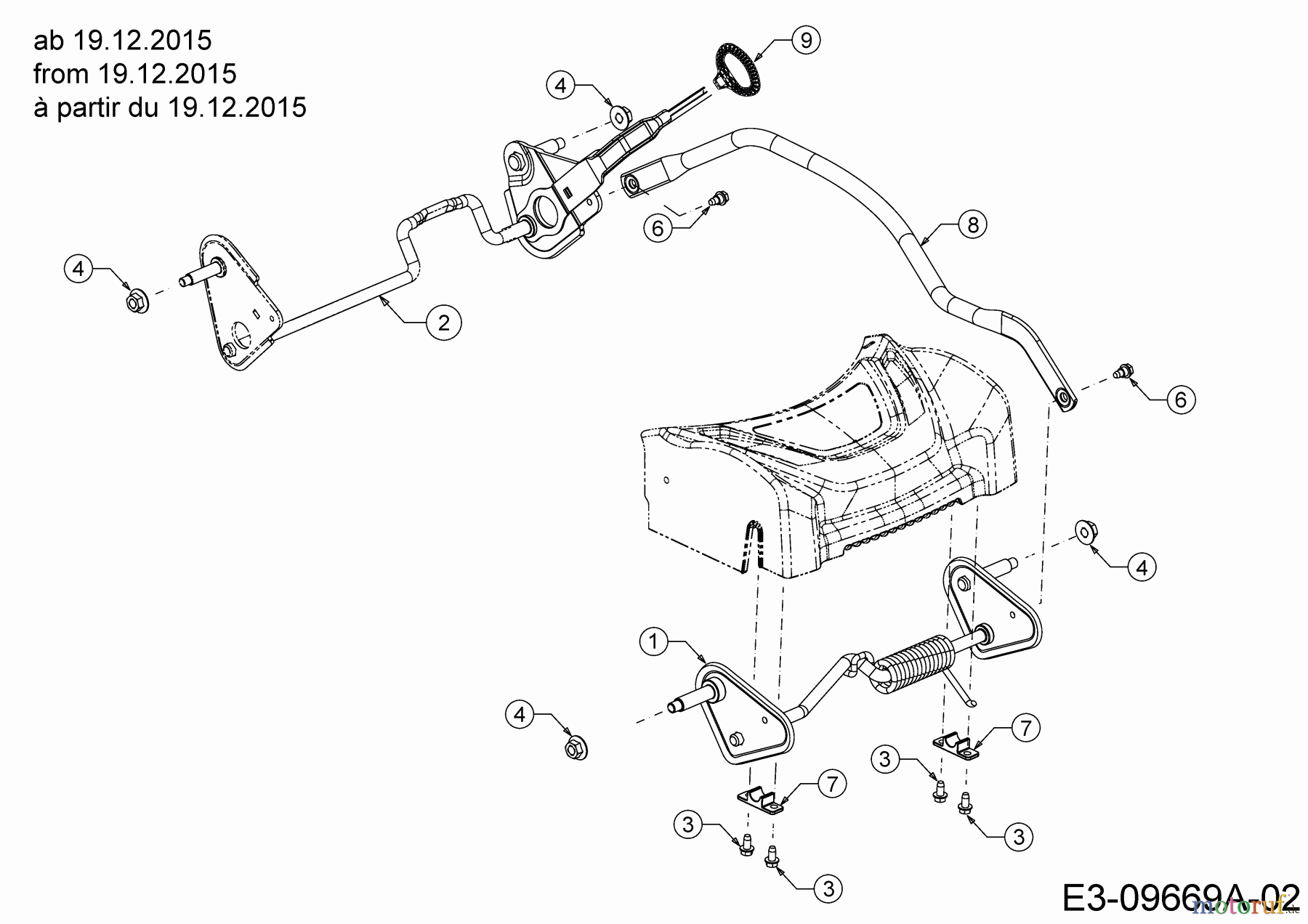  Wolf-Garten Tondeuse thermique tractée ST 5300 AHHW 12B-PRCQ650  (2017) Axes, Réglage hauteur à partir du 19.12.2015