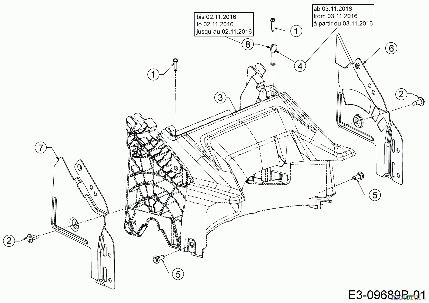  Cub Cadet Tondeuse thermique LM1 DP53 11B-PTKC603  (2017) Couvercle de protection arrière, Support de mancheron