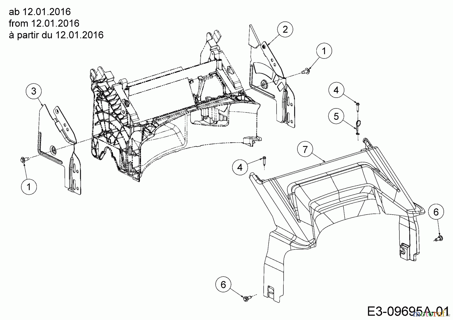  Wolf-Garten Tondeuse thermique tractée ST 4600 AHWES 12AETRS7650  (2016) Couvercle de protection arrière à partir du 12.01.2016