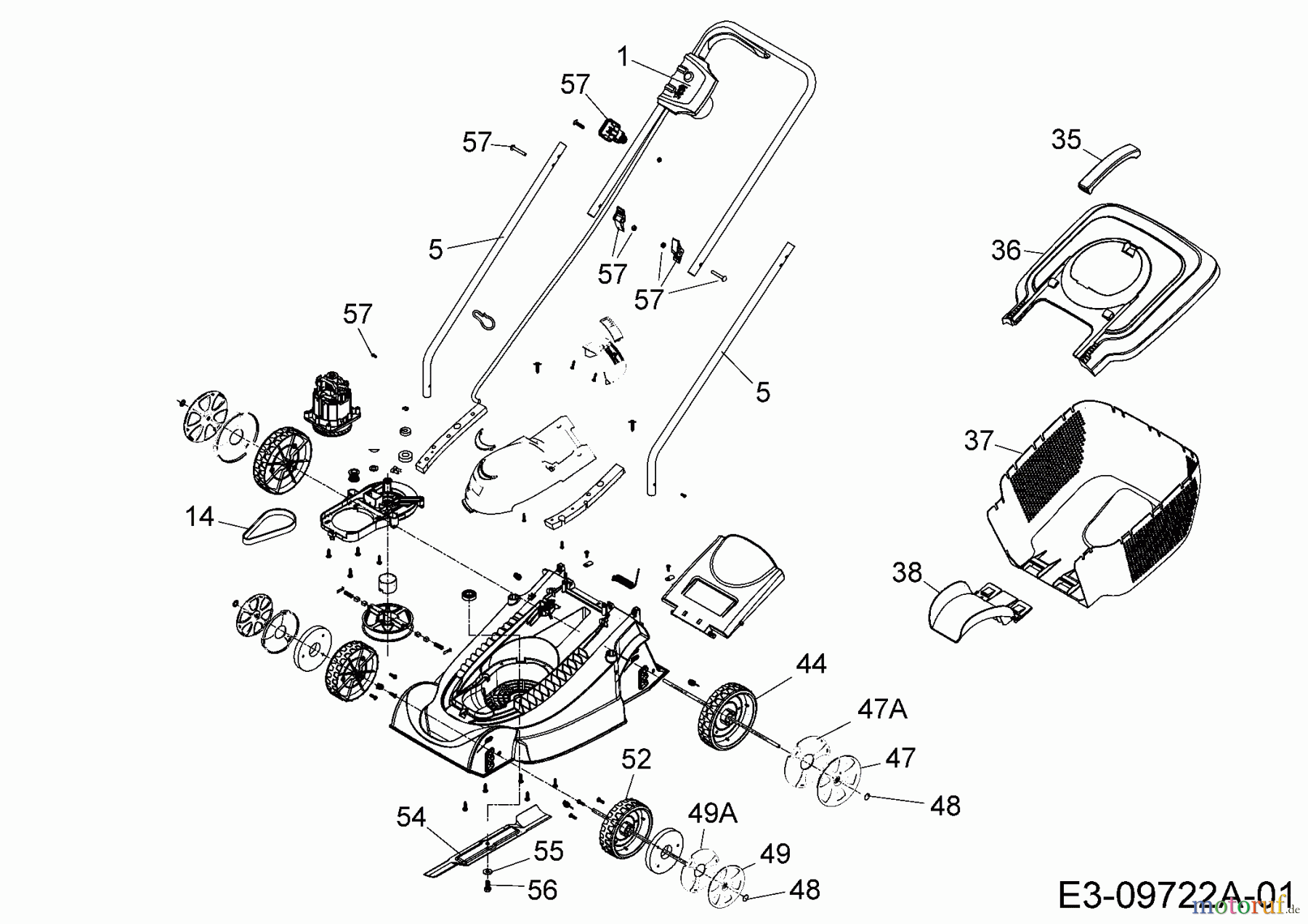  Wolf-Garten Tondeuse électrique S 3800 E 18BCF1S-C50  (2016) Machine de base