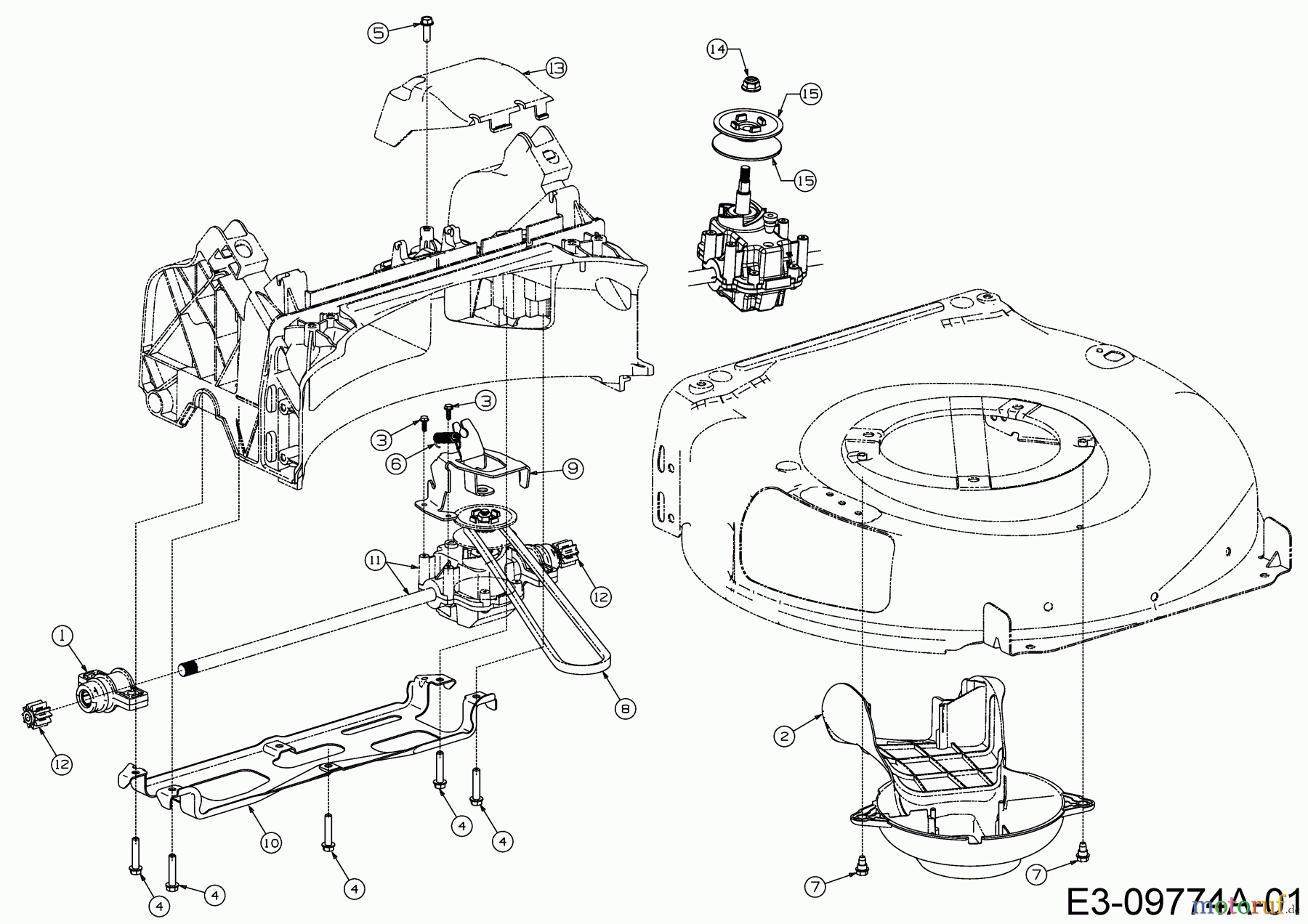  Cub Cadet Tondeuse thermique tractée SC 500 HW 12ABD2M5710  (2017) Boîte de vitesse, Courroie