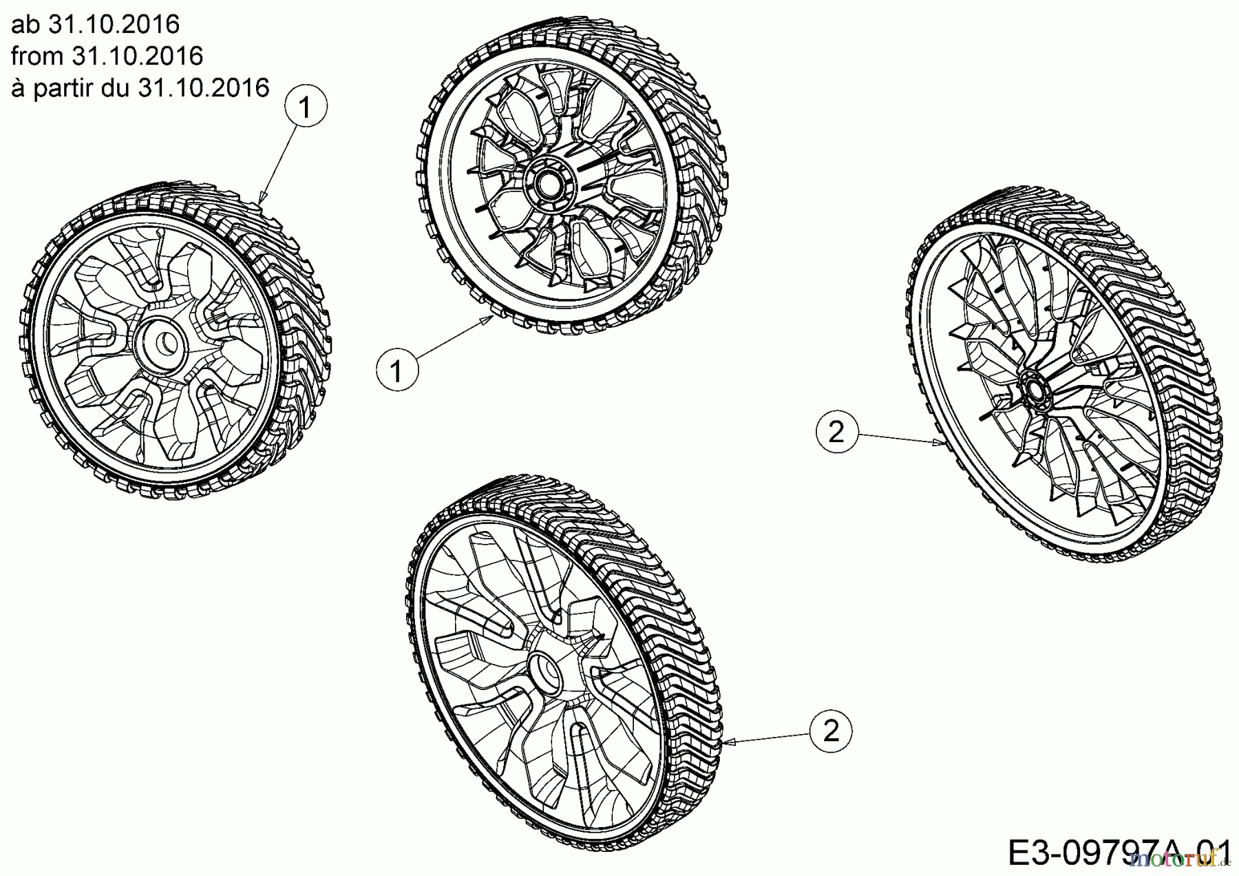  Troy-Bilt Tondeuse thermique TB 130 11A-B2AQ311  (2016) Roues à partir du 31.10.2016