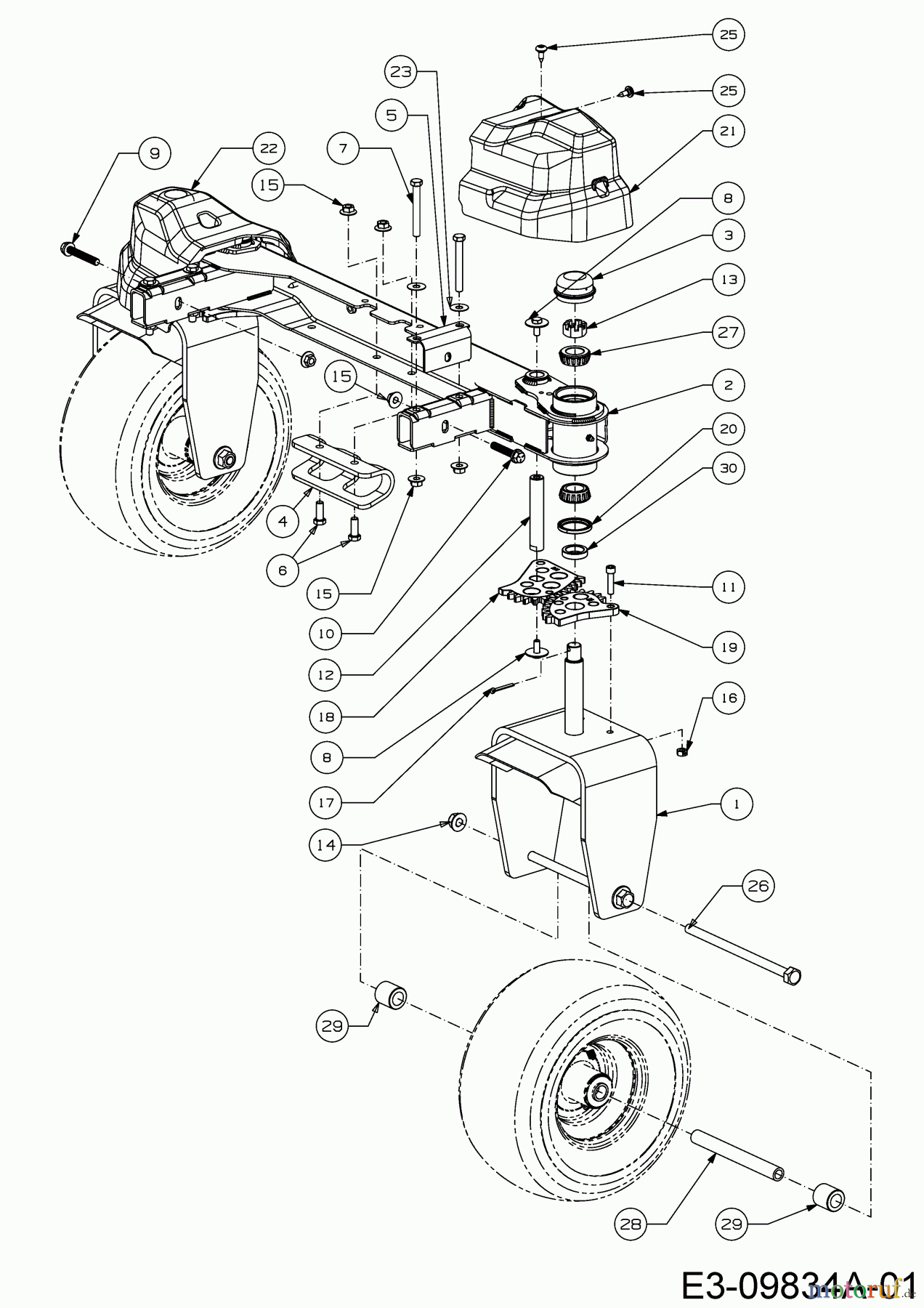  Cub Cadet Zero Turn ProZ 100-48 53AWEFJF330  (2016) Axe avant