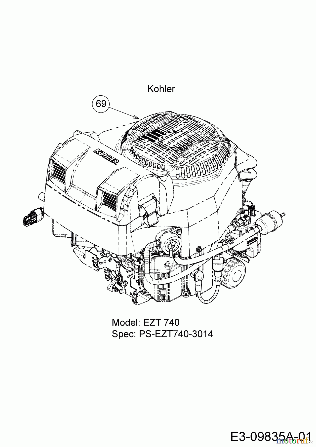  Cub Cadet Zero Turn Pro Z 100-48 53AWEFJF330  (2016) Moteur Kohler