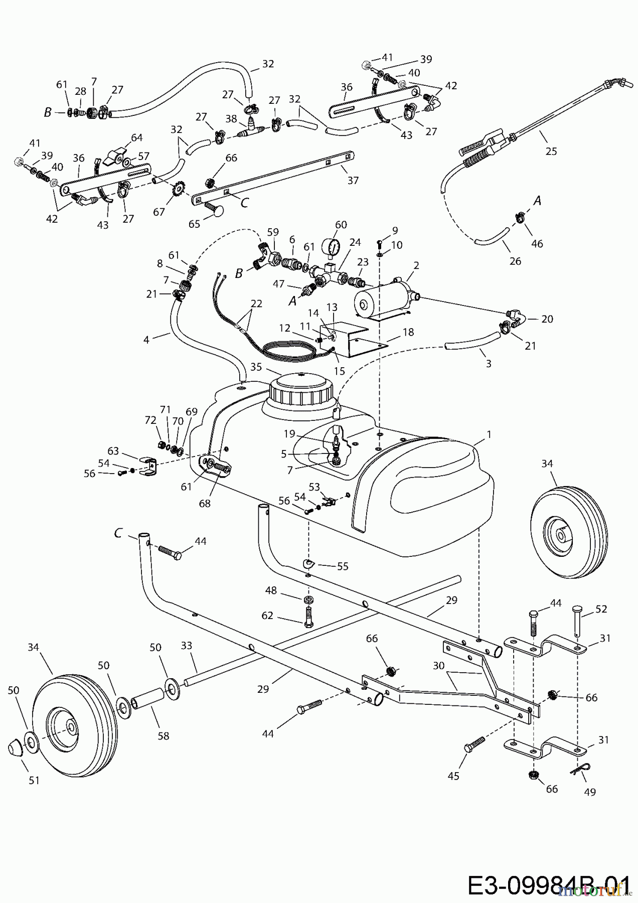  MTD Accèssoires Accèssoires tracteur de jardin et de pelouse Pulveriateur 45-02921  (190-155-000) 190-155-000  (2004) Machine de base