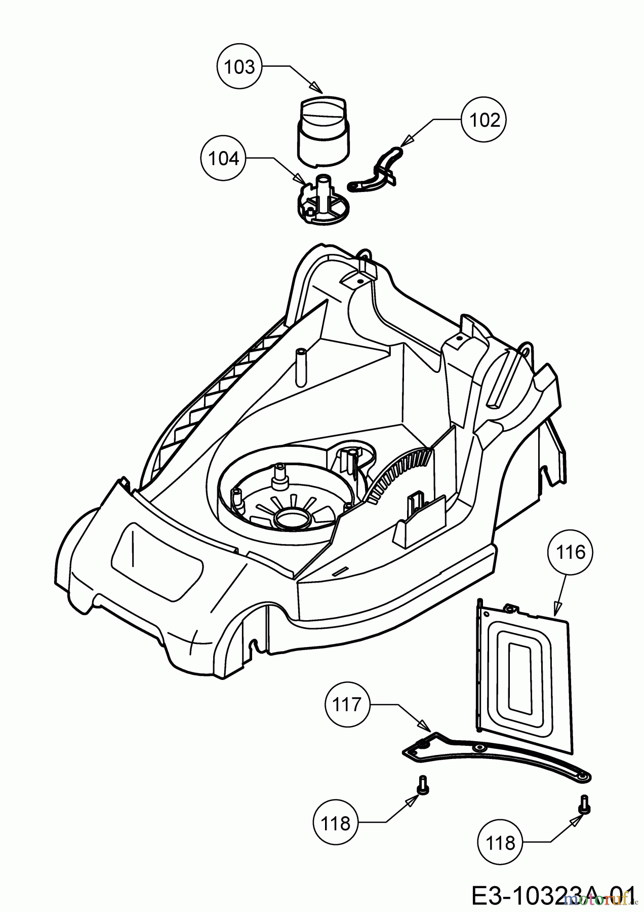  Wolf-Garten Tondeuse électrique Blue Power 37 E 18BWG1Y1C50  (2018) Clapet mulching