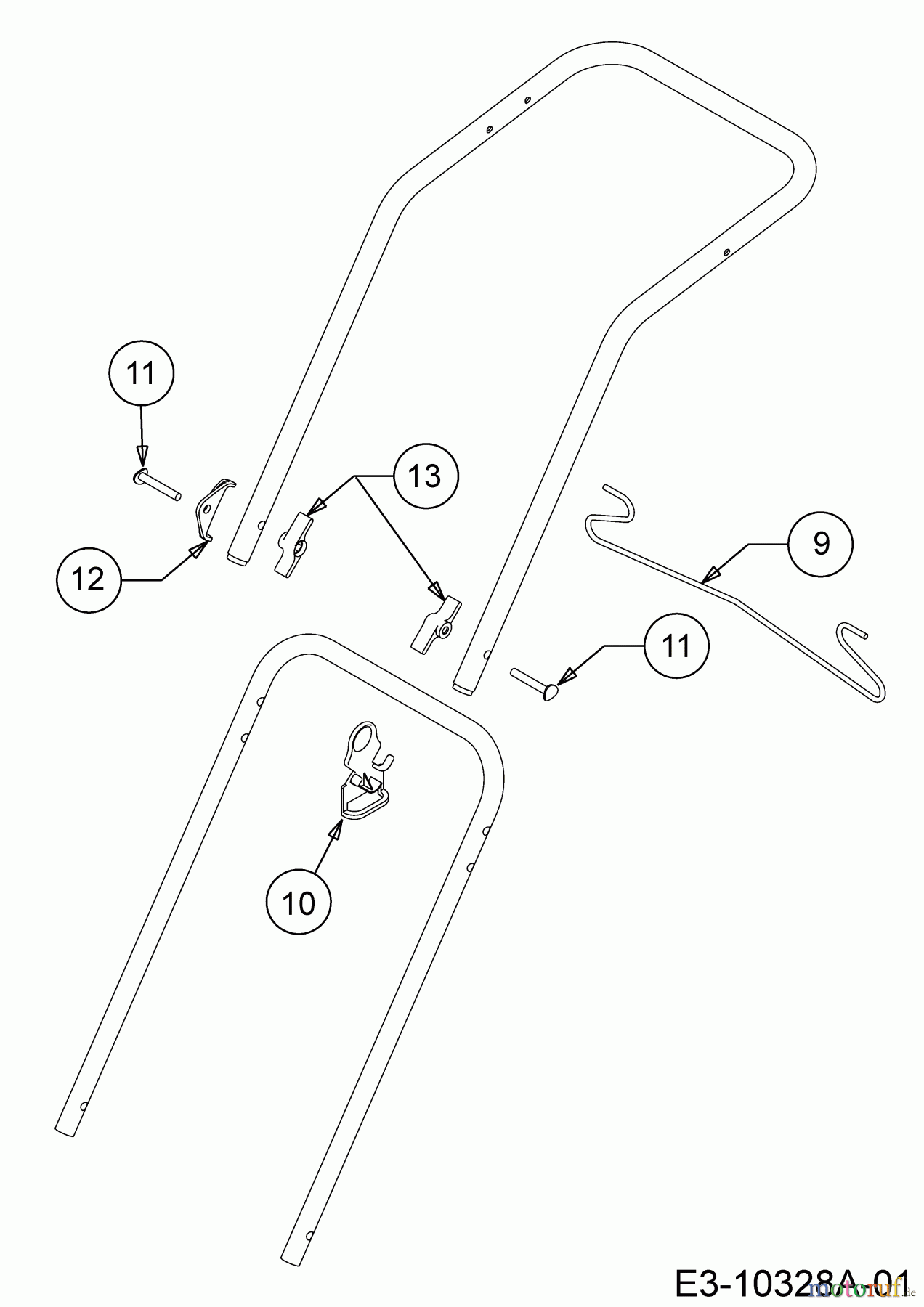  Wolf-Garten Tondeuse électrique Blue Power 37 E 18BWG1Y1C50  (2018) Pièce de fixation brancard