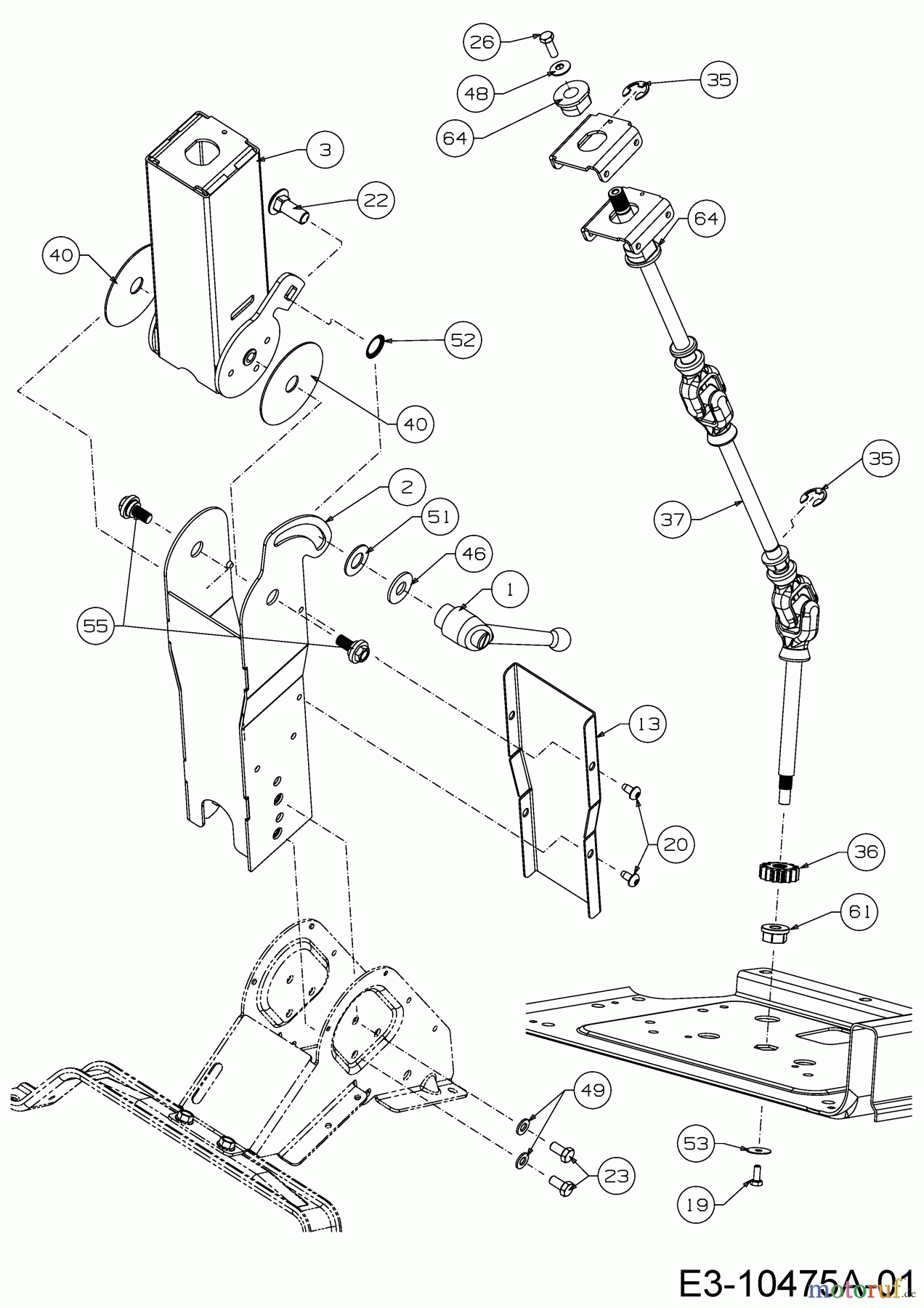  Cub Cadet Zero Turn Pro Z 100-54 53AWEFJA330  (2018) Axe de direction, Dérangement axe de direction