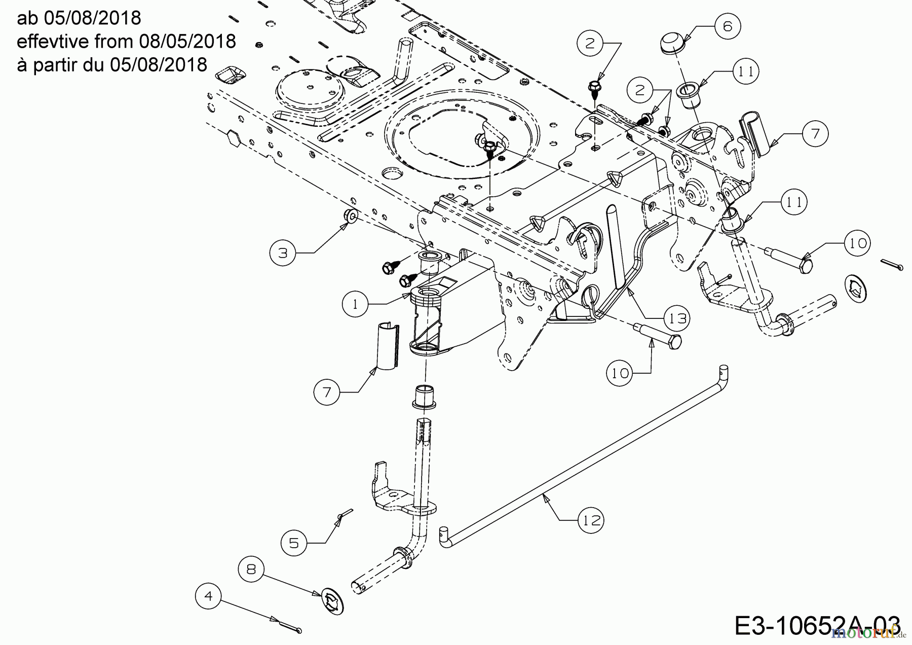  Cub Cadet Tracteurs de pelouse LT2 NR92 13I271DE603  (2018) Axe avant à partir du 08/08/2018