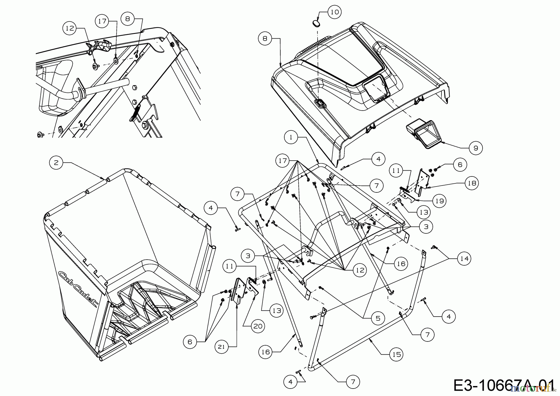  Cub Cadet Tracteurs de pelouse XT2 PR106IE 13BZA1CR603  (2018) Dispositif de réception de l'herbe