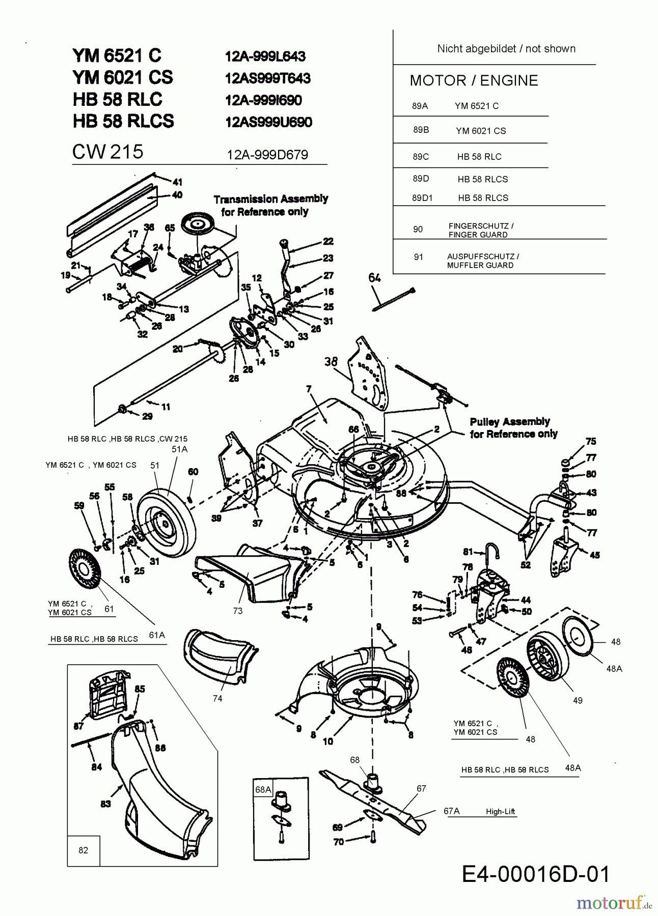  Gutbrod Tondeuse thermique tractée HB 58 RLC 12A-999I690  (2000) Boîte de vitesse, Lame, Réglage hauteur de coupe, Roues