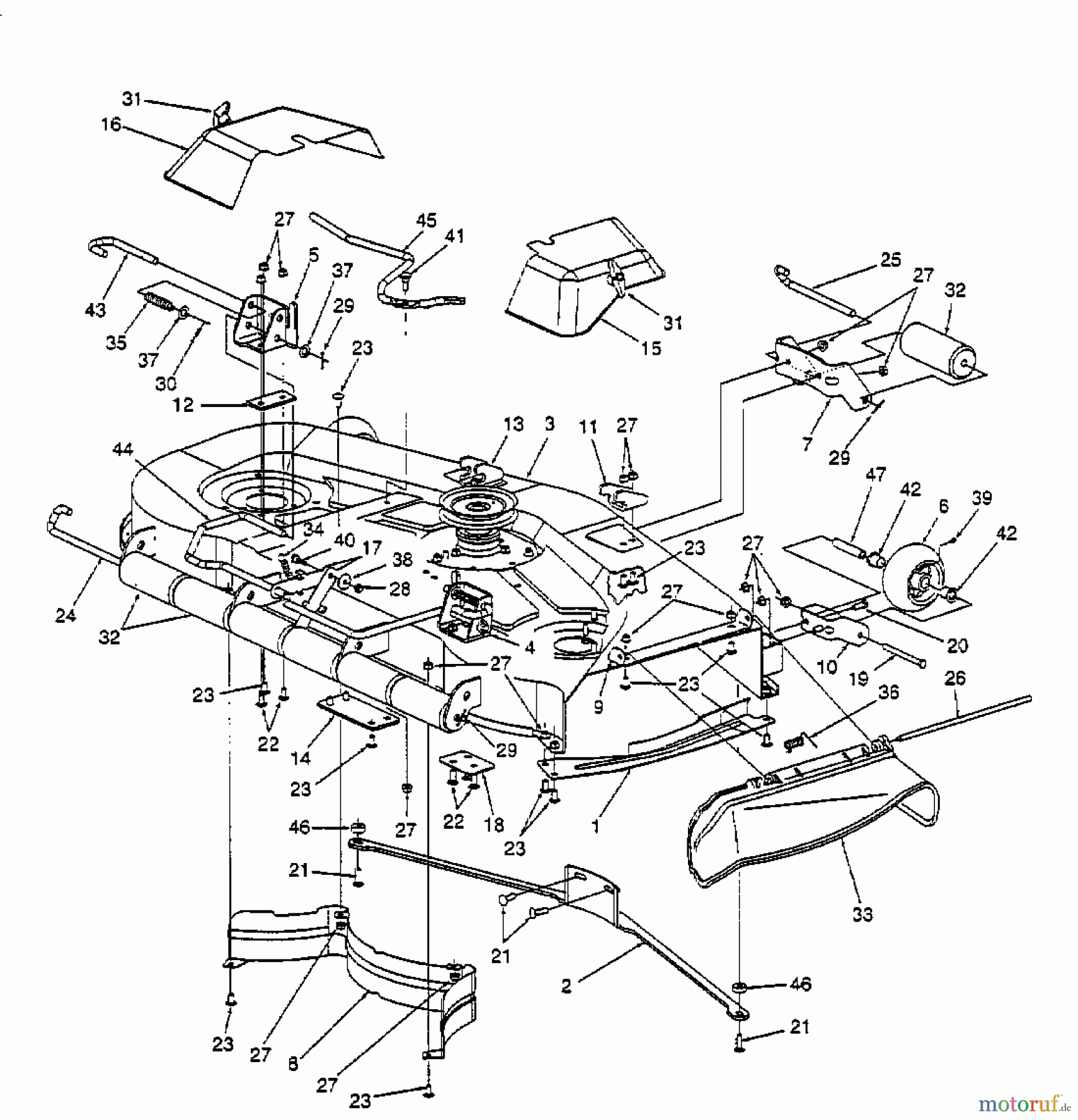  Cub Cadet Zero Turn Z 48 53BA1B5M603  (1999) Deflecteur, Carter plateau de coupe, Roues