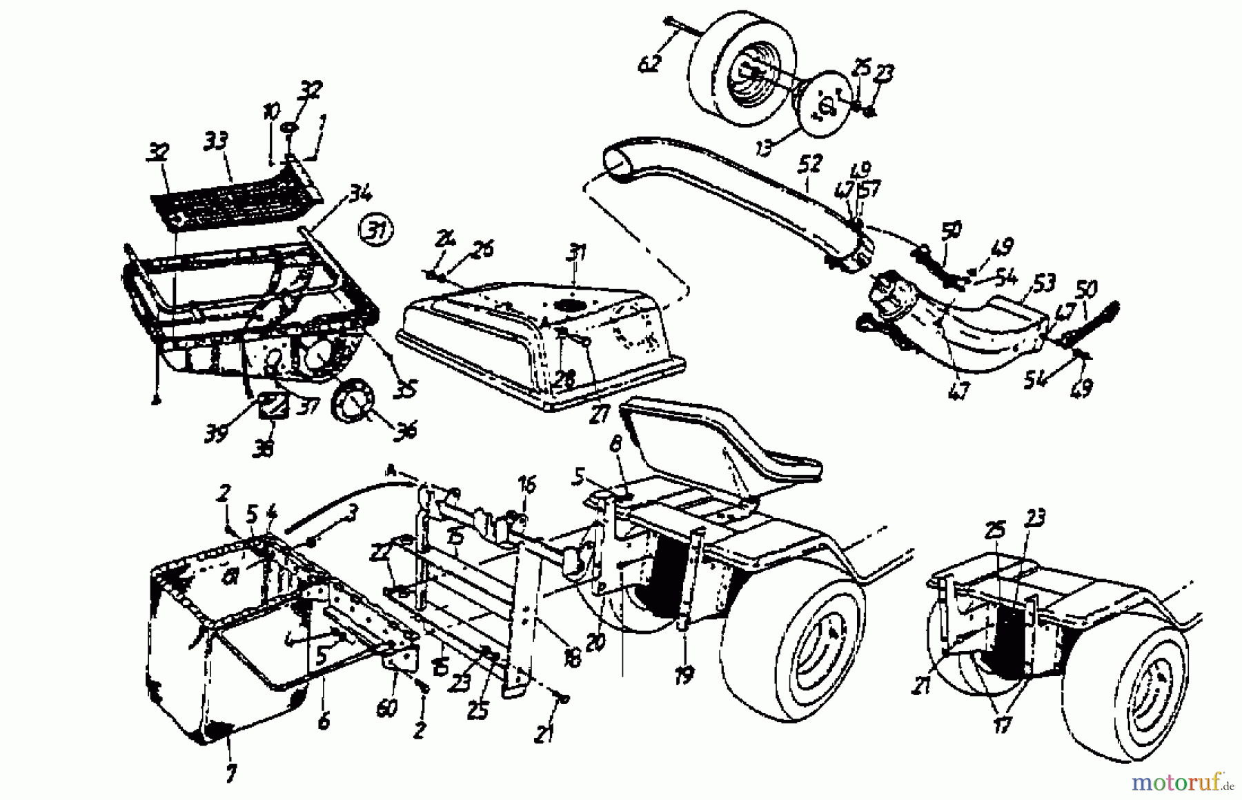 MTD Accèssoires Accèssoires tracteur de jardin et de pelouse Dispositif de réception de l'herbe pour série 400 190-064-643  (1996) Machine de base