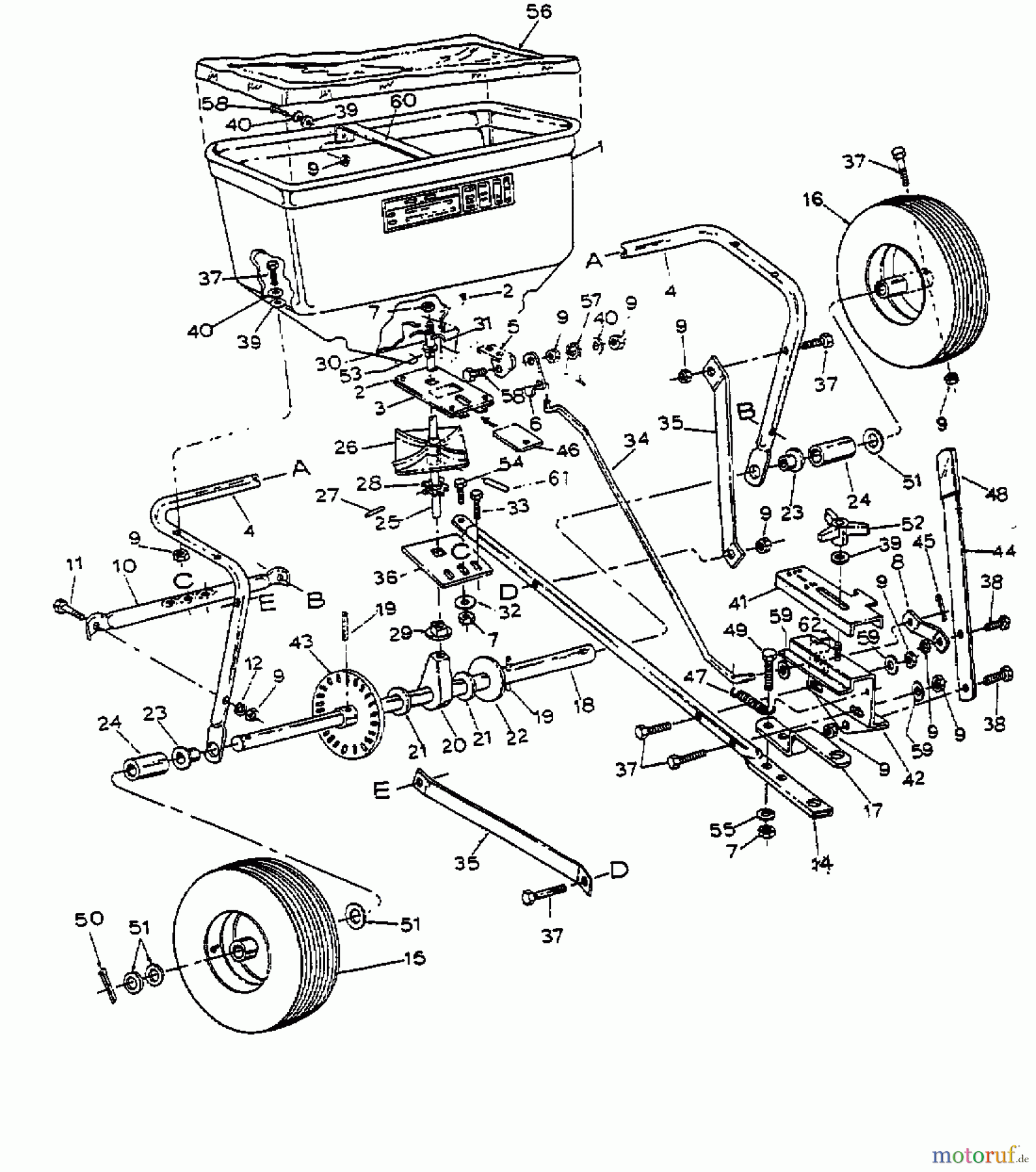  MTD Accèssoires Accèssoires tracteur de jardin et de pelouse Epandeur 45-01871  (190-438-000) 190-438-000  (2001) Machine de base