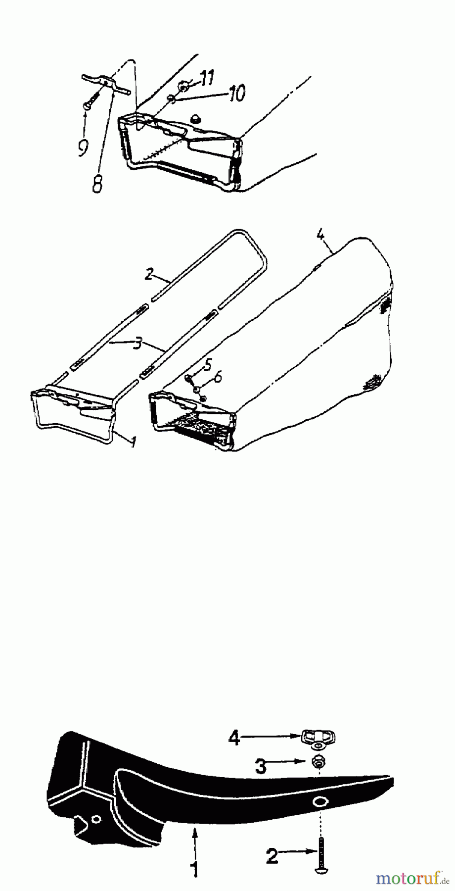  MTD Accèssoires Accèssoires tondeuse Dispositif de réception de l'herbe 110 - pour éjection laterale OEM-190-110  (1998) Sac de réception de l'herbe, Bouchon mulching