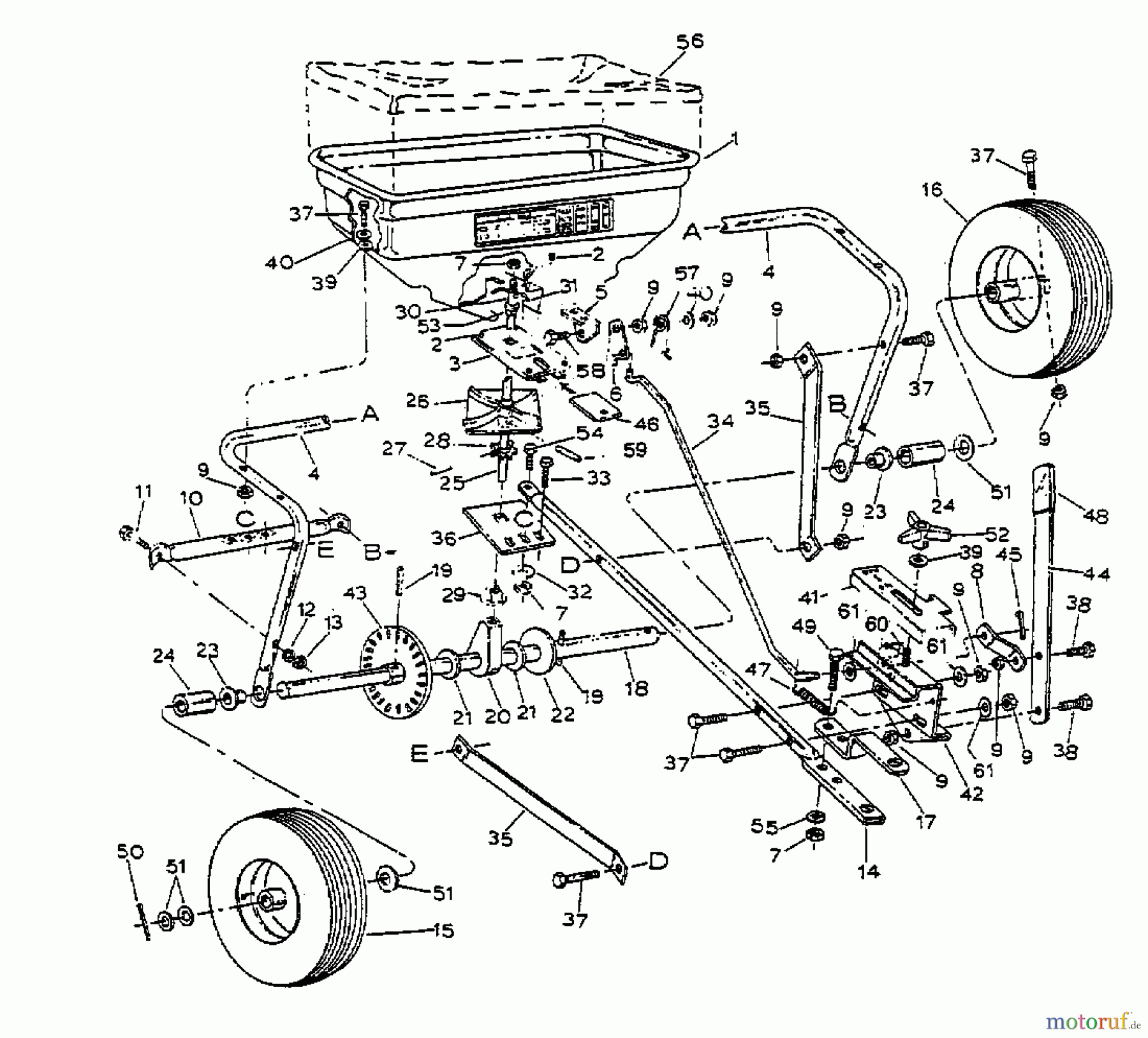  MTD Accèssoires Accèssoires tracteur de jardin et de pelouse Epandeur 45-02111  (190-455-000) 190-455-000  (1998) Machine de base