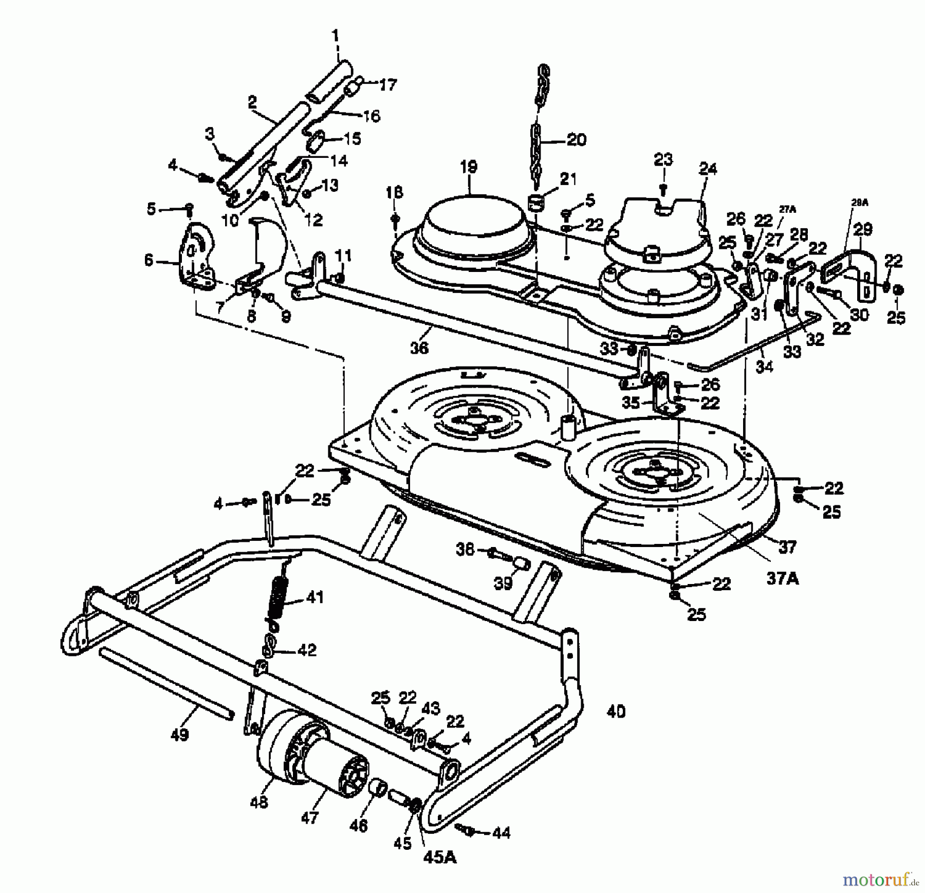  MTD Tracteurs de pelouse F 125 13A-522-678  (1998) Plateau de coupe F 125/FH 125