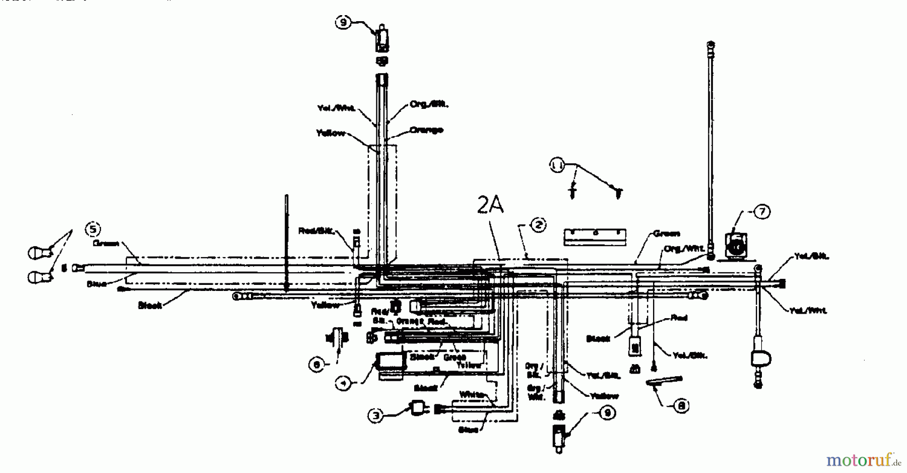  MTD Tracteurs de pelouse H 130 13AA695F678  (1998) Plan electrique pour O.H.V.