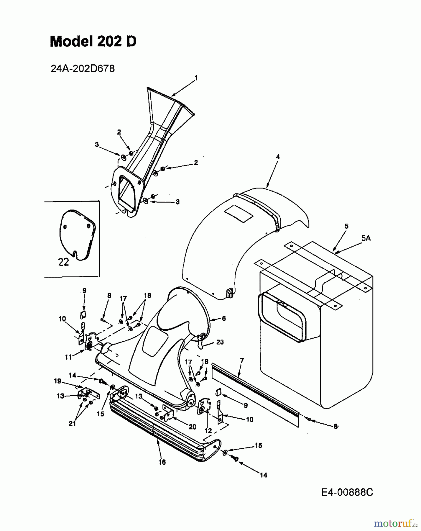  MTD Souffleur de feuille, Aspirateur de feuille 202 24A-202D678  (2000) Sac de réception, Buse d`aspiration, Raccord de remplissage