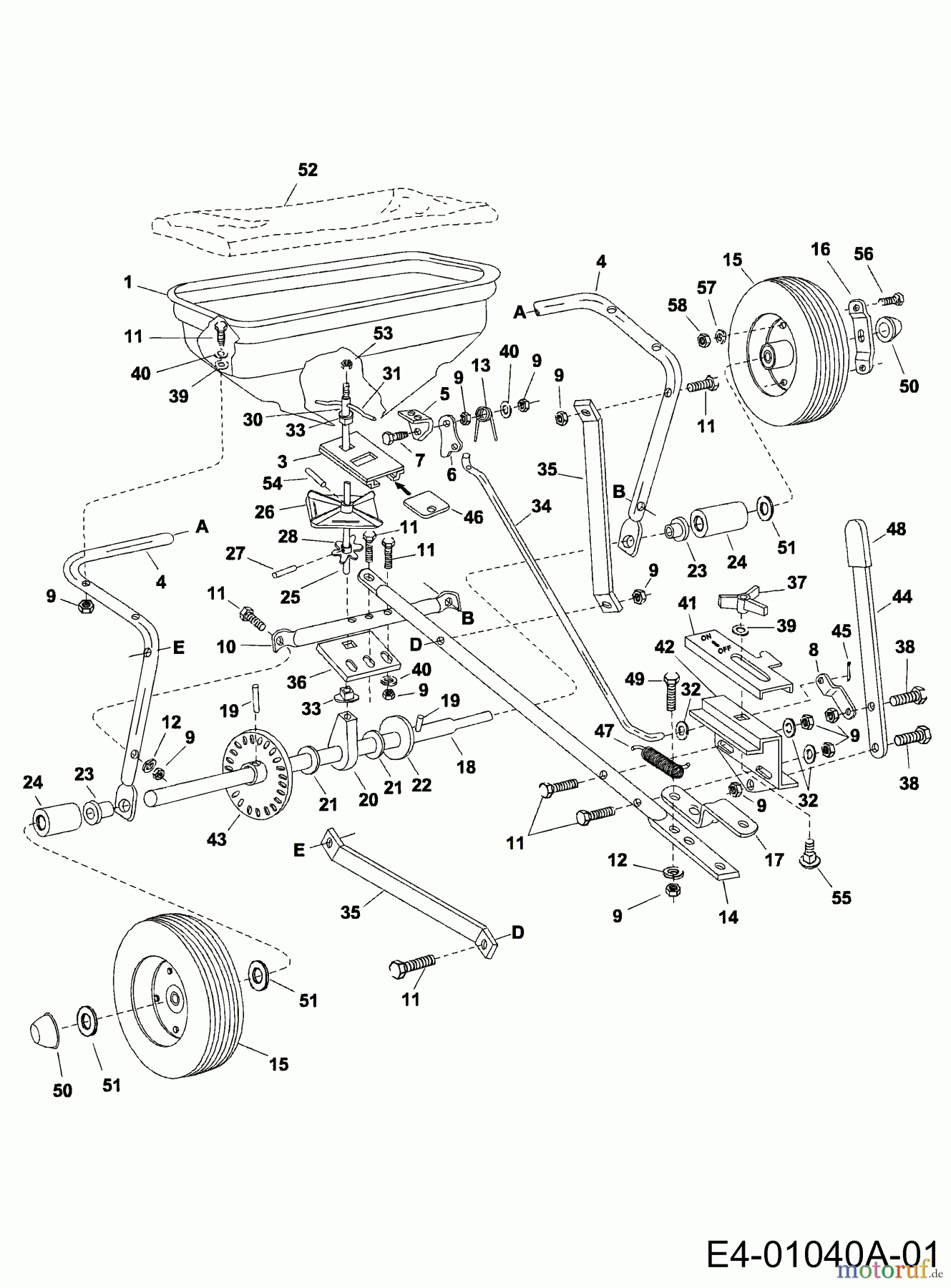  MTD Accèssoires Accèssoires tracteur de jardin et de pelouse Epandeur 45-02151  (190-525-000) 190-525-000  (1999) Machine de base