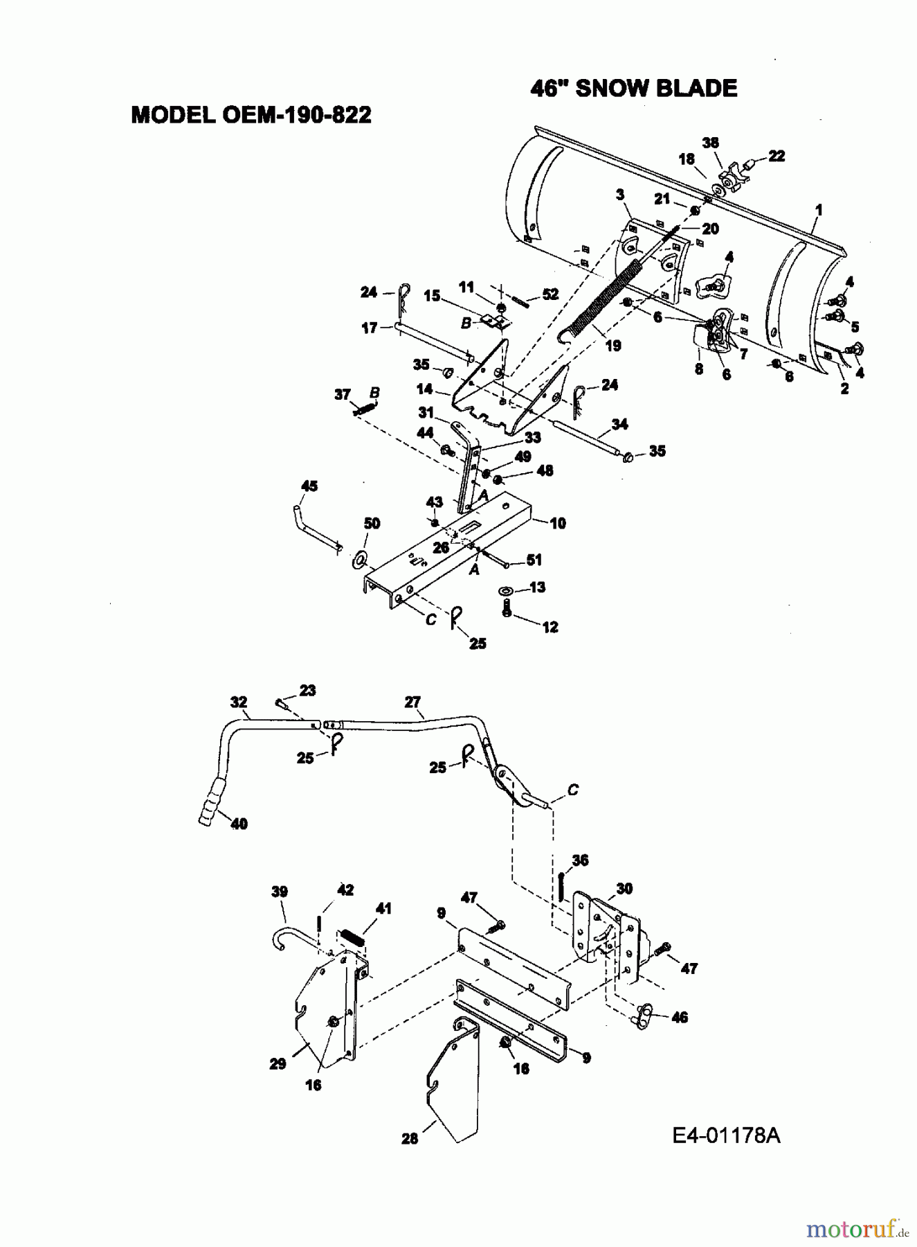  MTD Accèssoires Accèssoires tracteur de jardin et de pelouse Lame á neige pour série 800 (RT-99) OEM-190-822  (1999) Machine de base