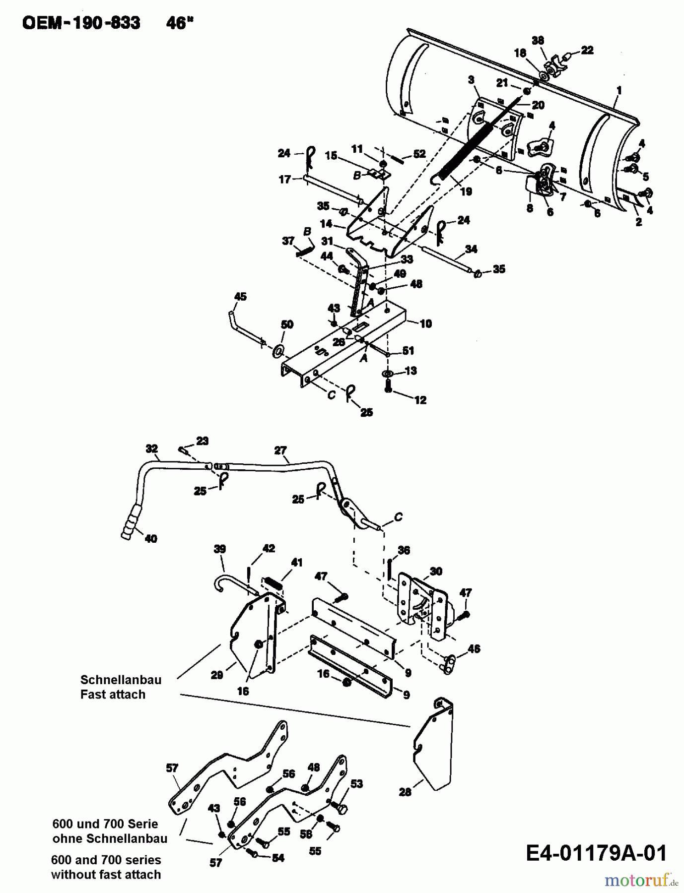  MTD Accèssoires Accèssoires tracteur de jardin et de pelouse Lame á neige pour série 700 (LT-5) OEM-190-833  (2006) Machine de base