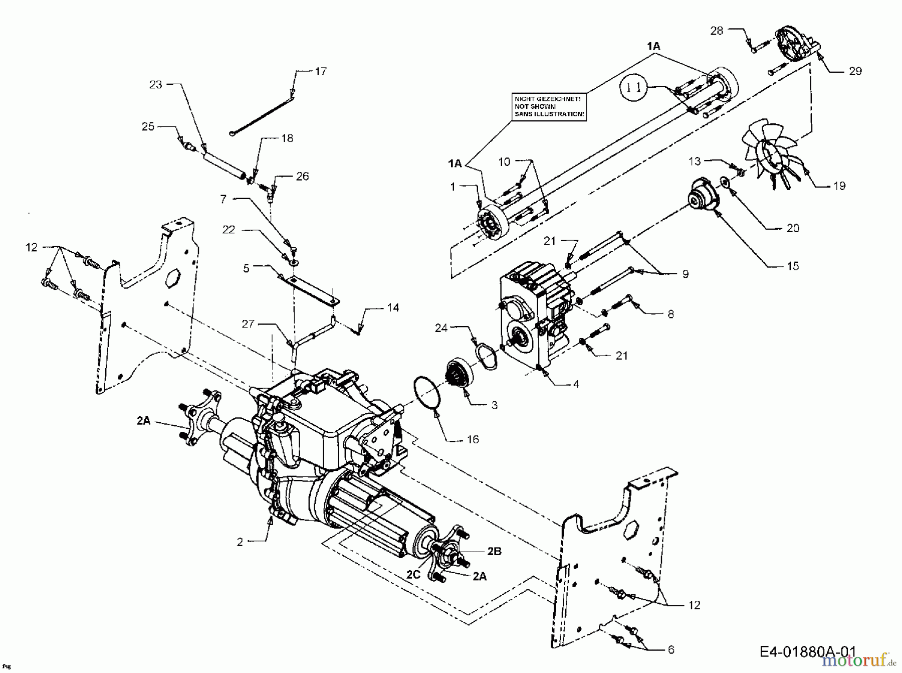  Cub Cadet Tracteurs de pelouse HDS 2205 13A-298-603  (2000) Boîte de vitesse, Boîte de vitesse hydrostatique