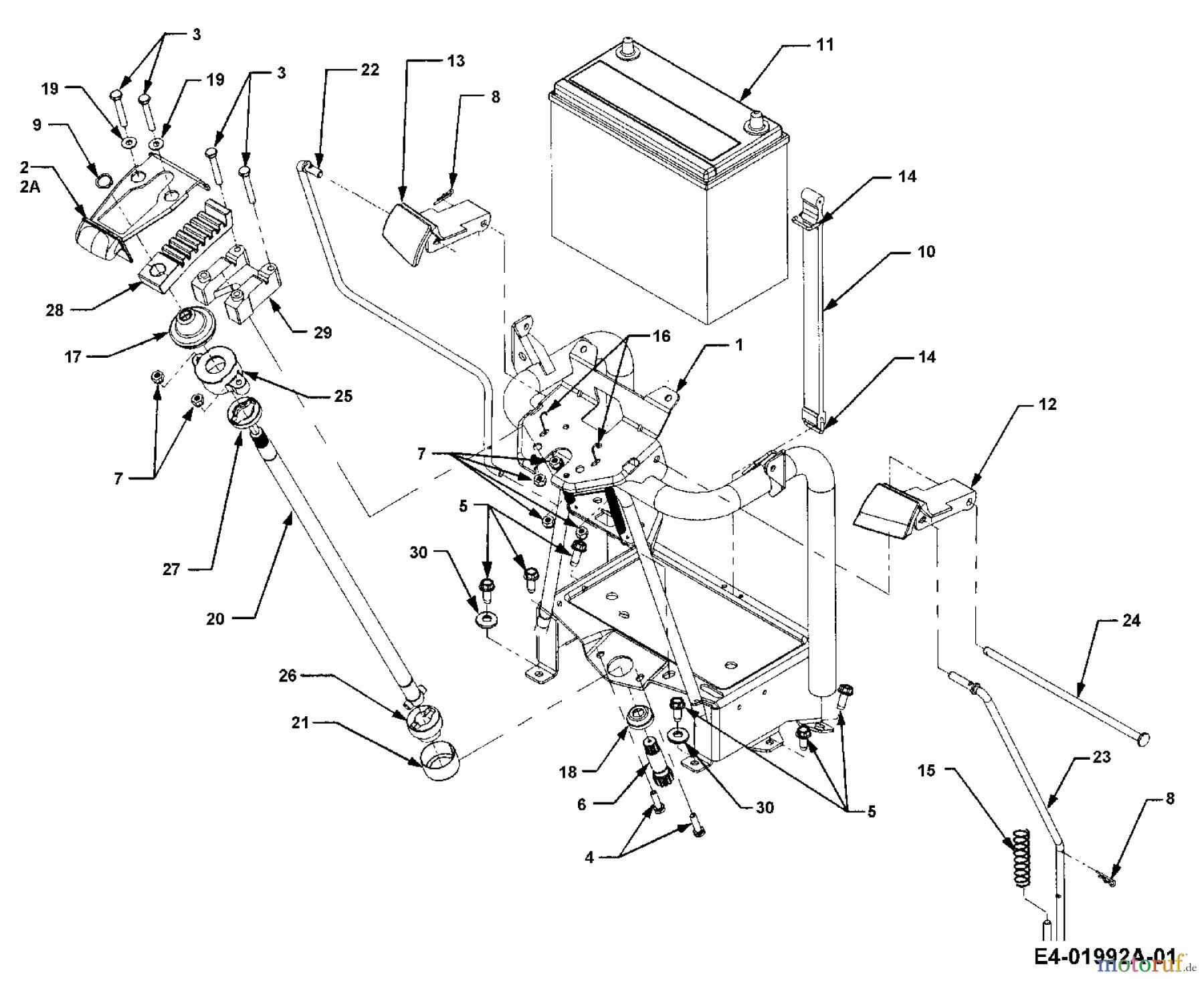  Cub Cadet Tracteurs de jardin HDS 3235 14A-676-100  (1998) Batterie, Axe de direction