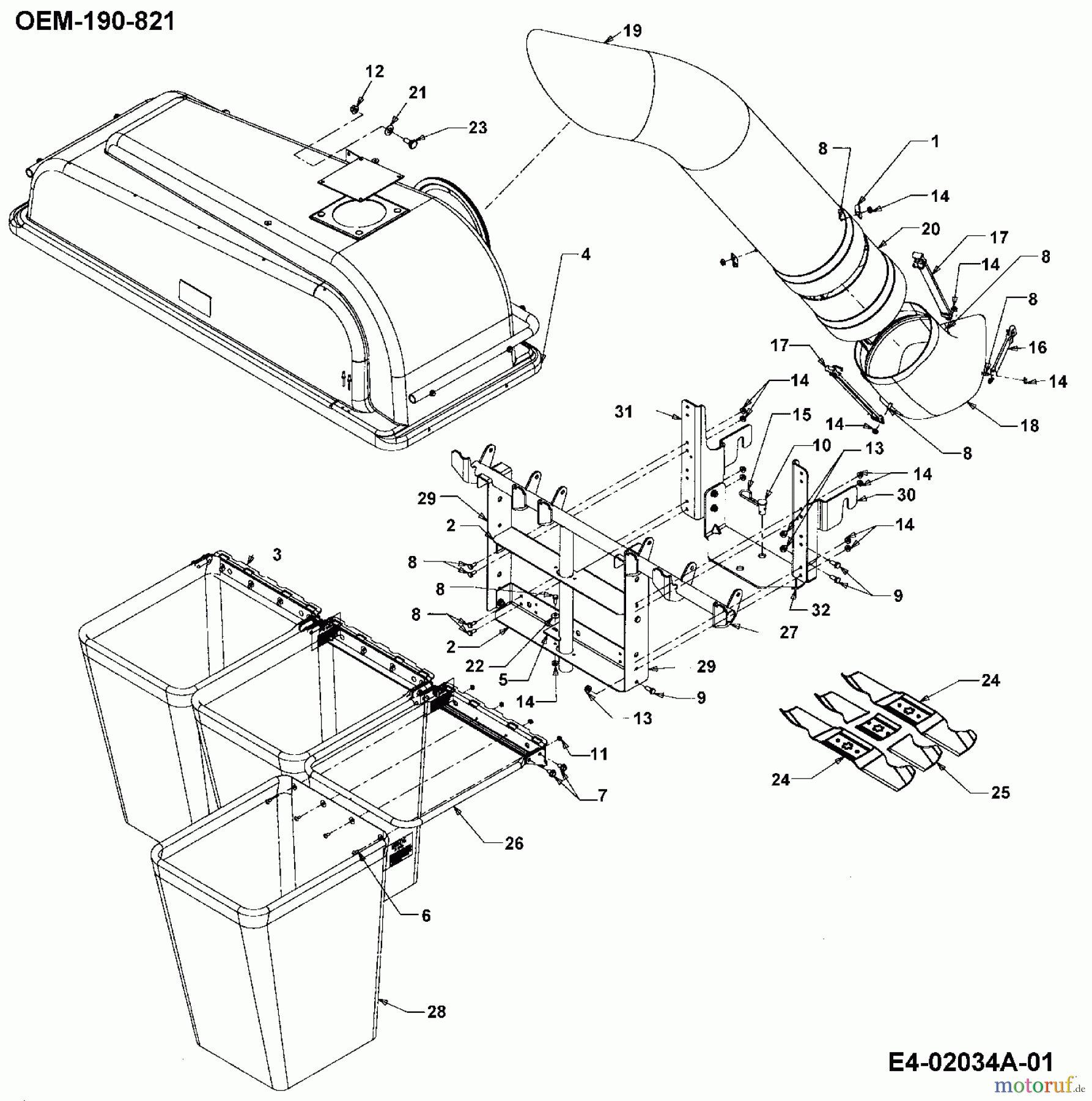  MTD Accèssoires Accèssoires tracteur de jardin et de pelouse Dispositif de réception de l'herbe pour série 800 (RT-99) avec plateau de coupe H (46