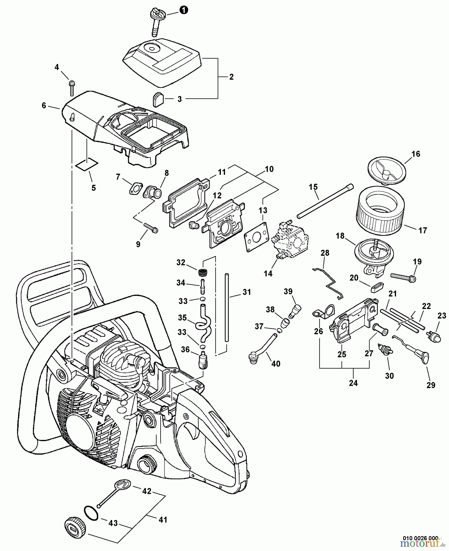  Echo Sägen, Kettensägen CS-450P - Echo Chainsaw, Intake, Cylinder Cover, Ignition Switch, Fuel System  S/N: C06413025100 - C06413999999