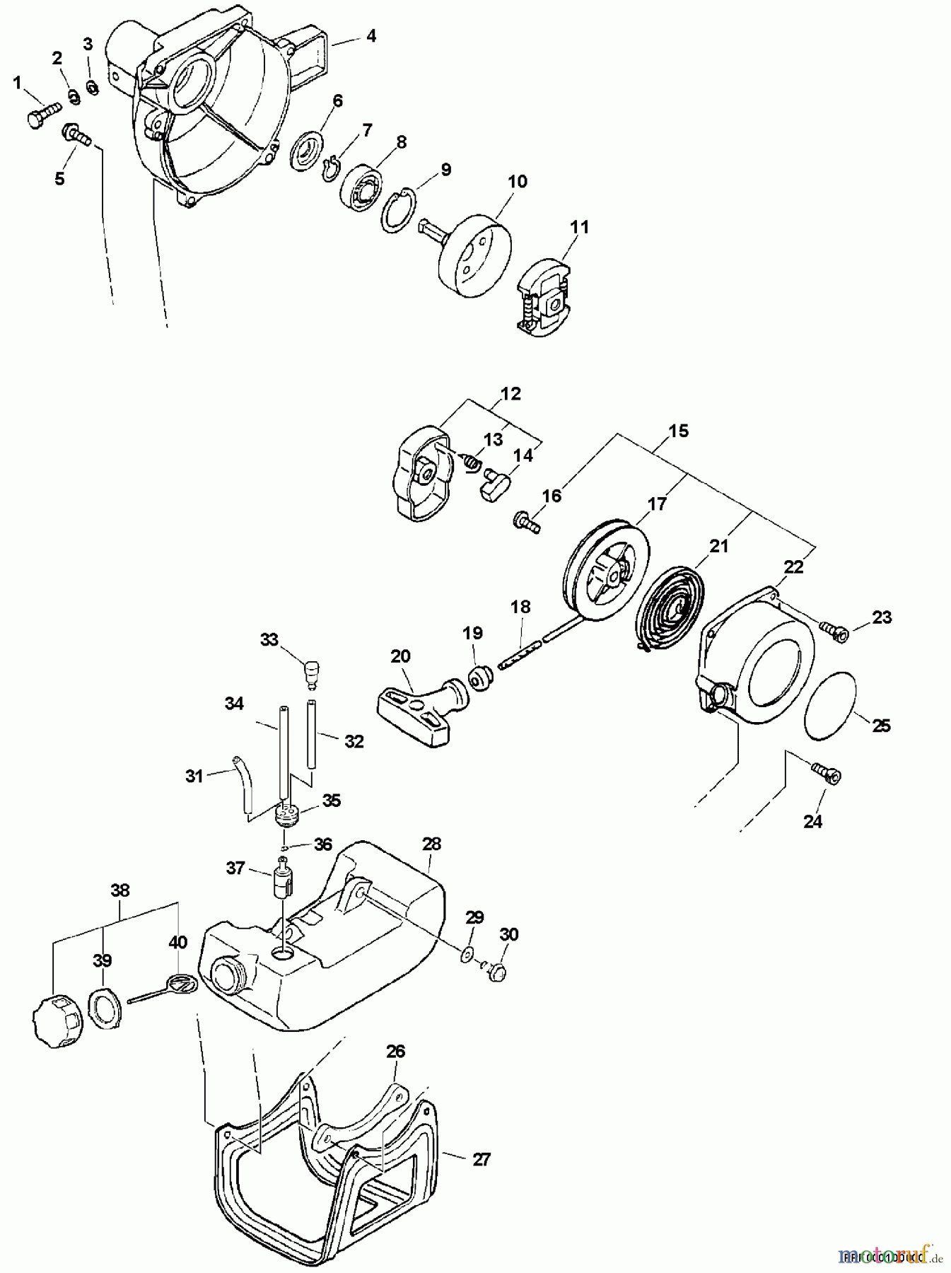  Echo Hochentaster PPF-211 - Echo Pole Saw / Pruner, S/N: 02001001 - 02999999 Fancase, Clutch, Starter, Fuel System