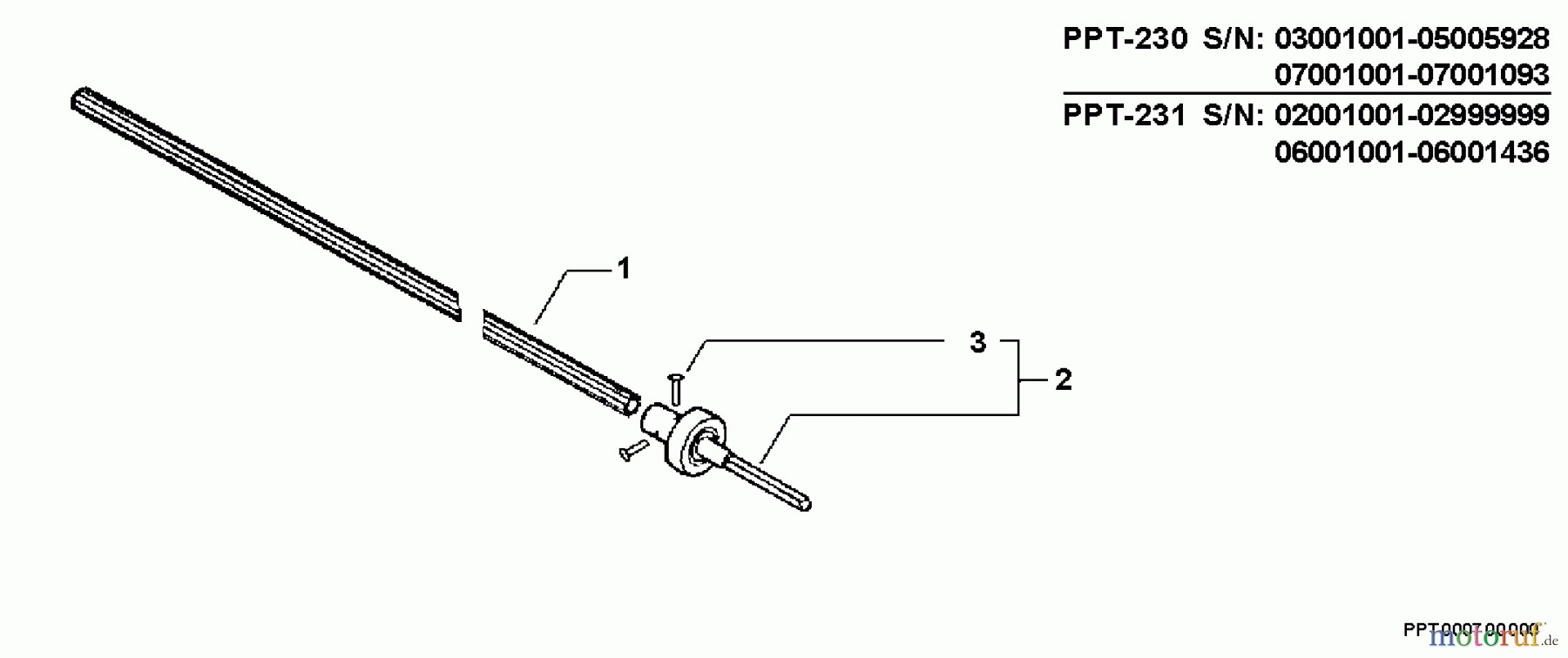  Echo Hochentaster PPT-230 - Echo Pole Saw / Pruner, S/N: 07001001 - 07999999 Driveshaft, Connector  S/N: 07001001 - 07001094