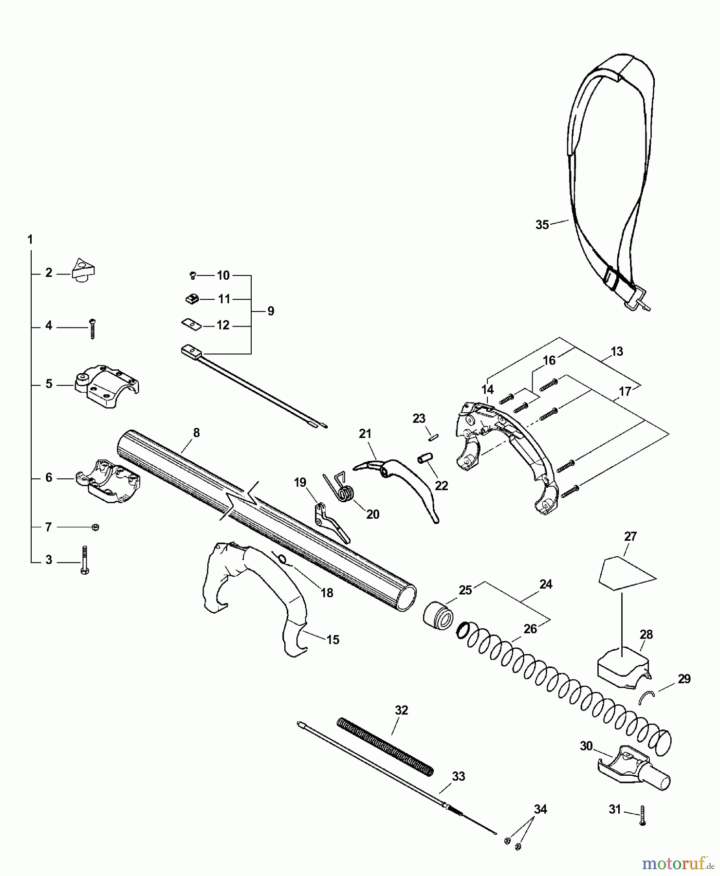  Echo Hochentaster PPT-260 - Echo Pole Saw / Pruner, S/N: 03001001-03999999 Main Pipe, Throttle Cable, Stop Switch  S/N: 03001001 - 03006148