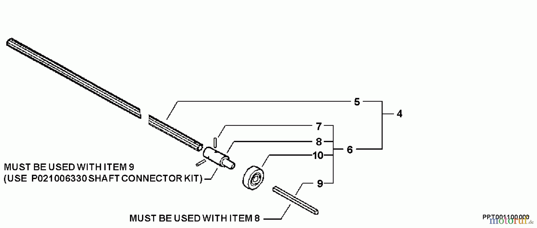  Echo Hochentaster PPT-260 - Echo Pole Saw / Pruner, S/N: 05001001-05999999 Driveshaft, Connector  S/N: 05007797 - 05999999